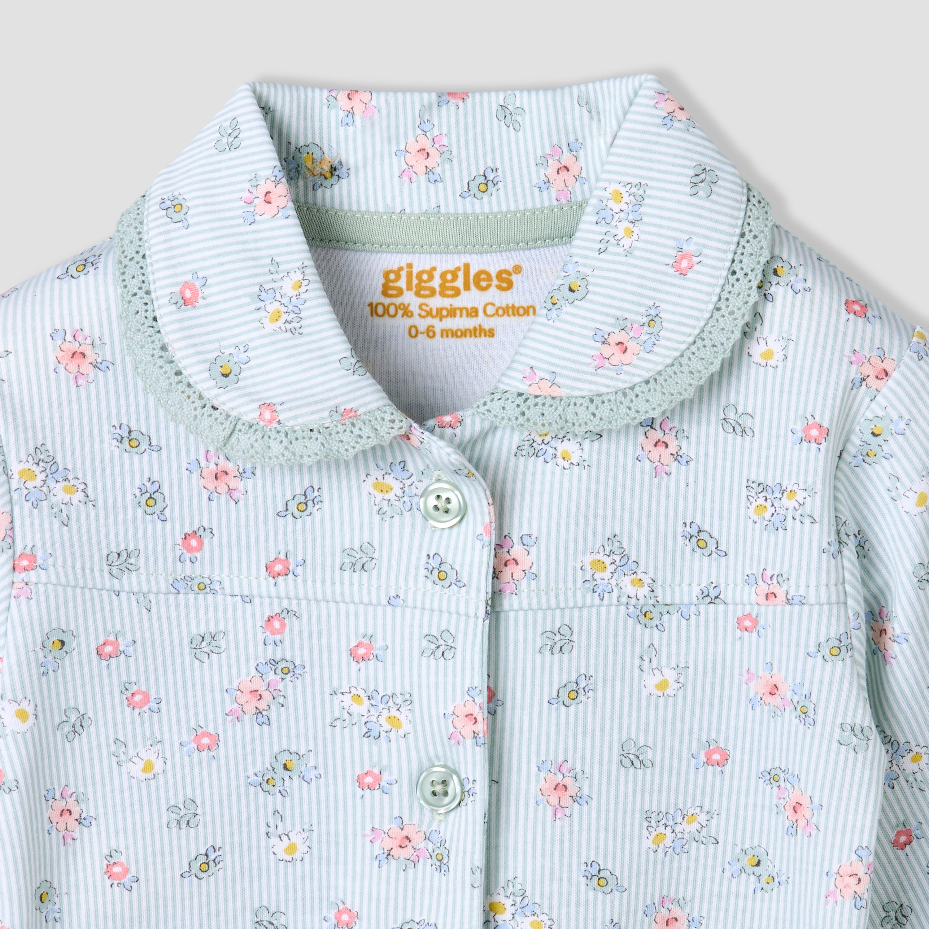 Giggles Cotton Collared Long Sleeves Pyjama Set with Floral Print-baby-girls-clothing-nightwear-pyjamasets-image-5