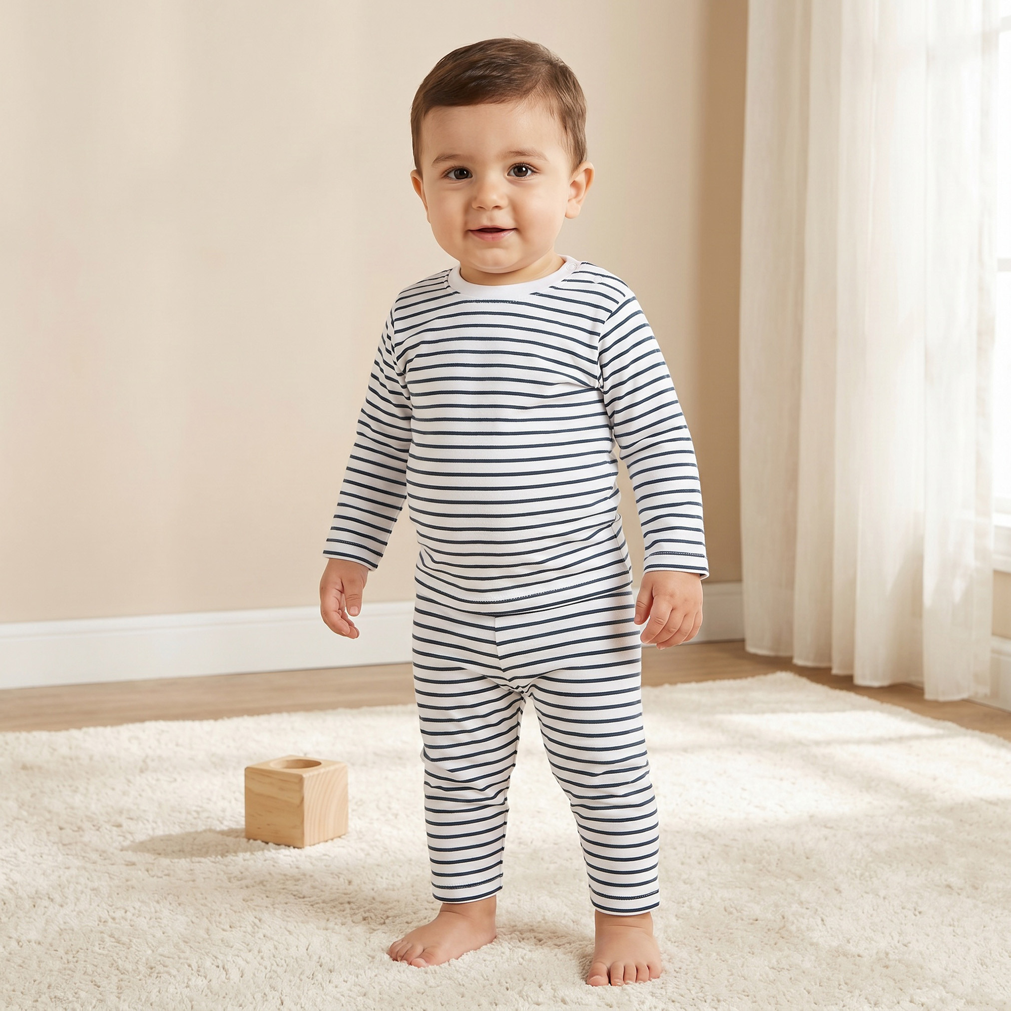 Juniors Cotton Round Neck Long Sleeves Pyjama Set with Stripes-baby-boys-clothing-nightwear-pyjamasets-image-1