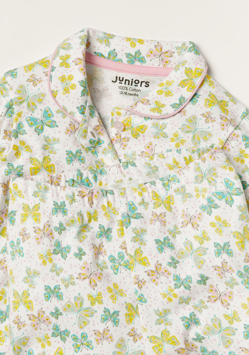Juniors Butterfly Print Long Sleeve Shirt and Pyjama Set-Pyjama Sets-image-3