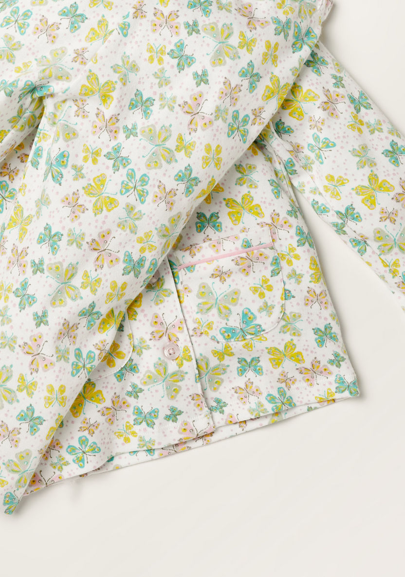 Juniors Butterfly Print Long Sleeve Shirt and Pyjama Set-Pyjama Sets-image-4