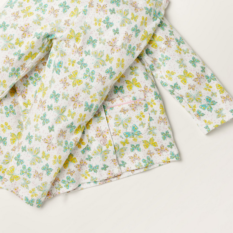 Juniors Butterfly Print Long Sleeve Shirt and Pyjama Set