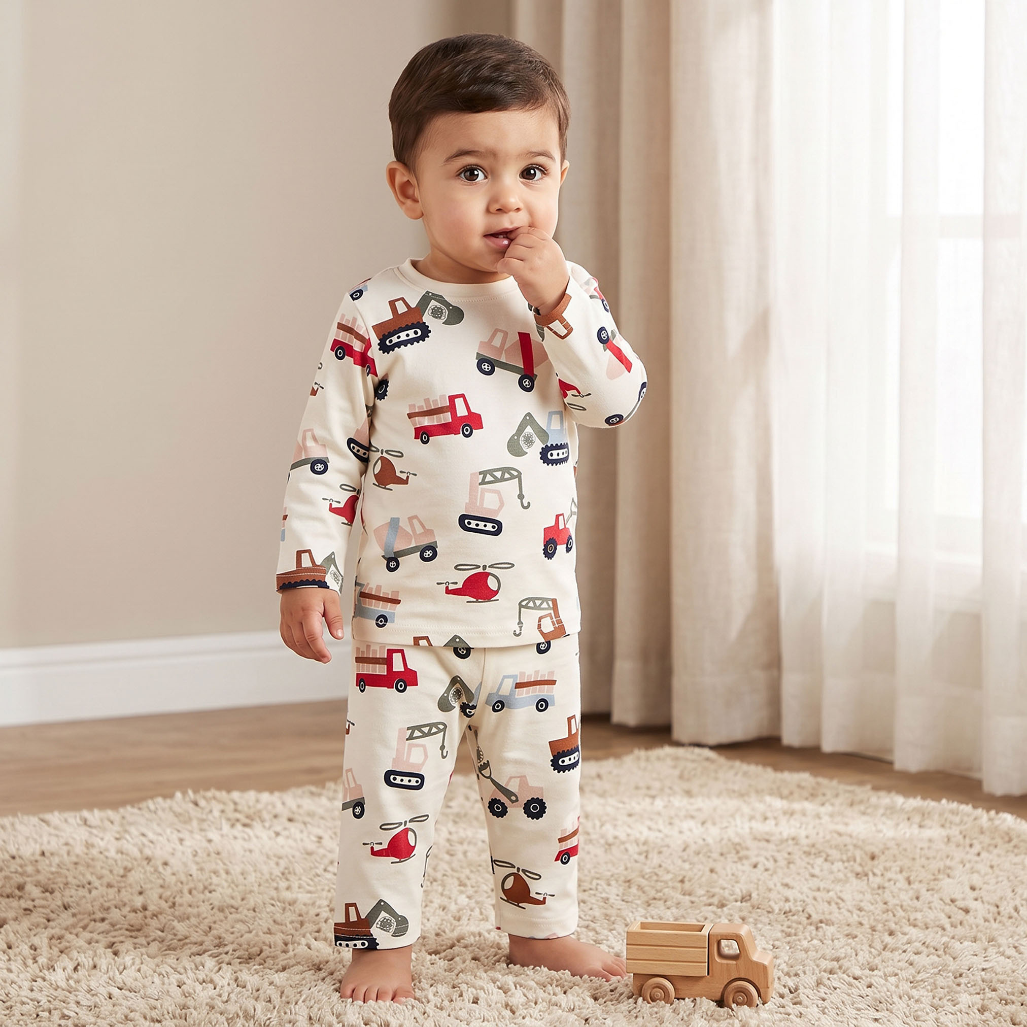 Juniors Cotton Crew Neck Long Sleeves Pyjama Set with Vehicle Set-baby-boys-clothing-nightwear-pyjamasets-image-1