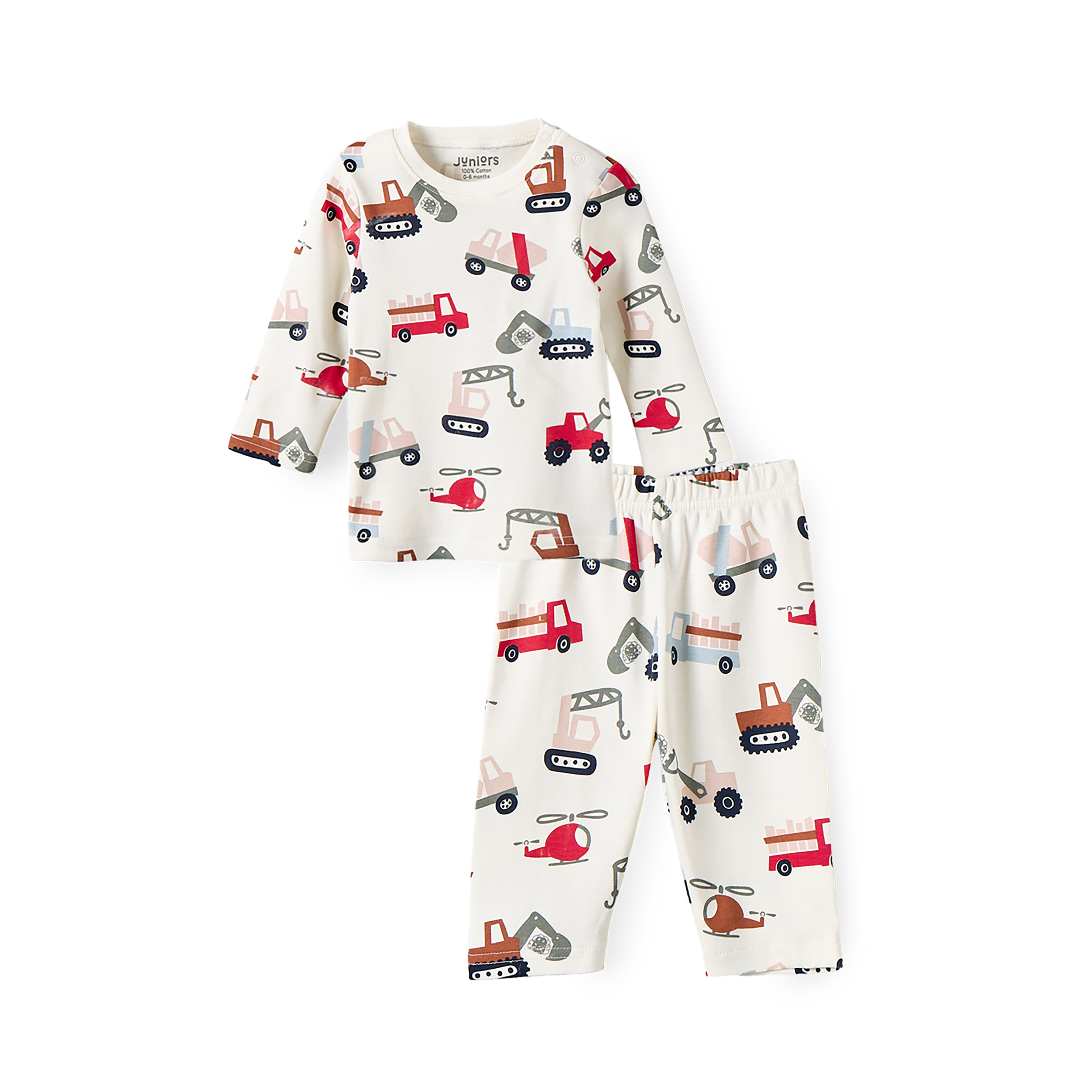 Juniors Cotton Crew Neck Long Sleeves Pyjama Set with Vehicle Set-baby-boys-clothing-nightwear-pyjamasets-image-2