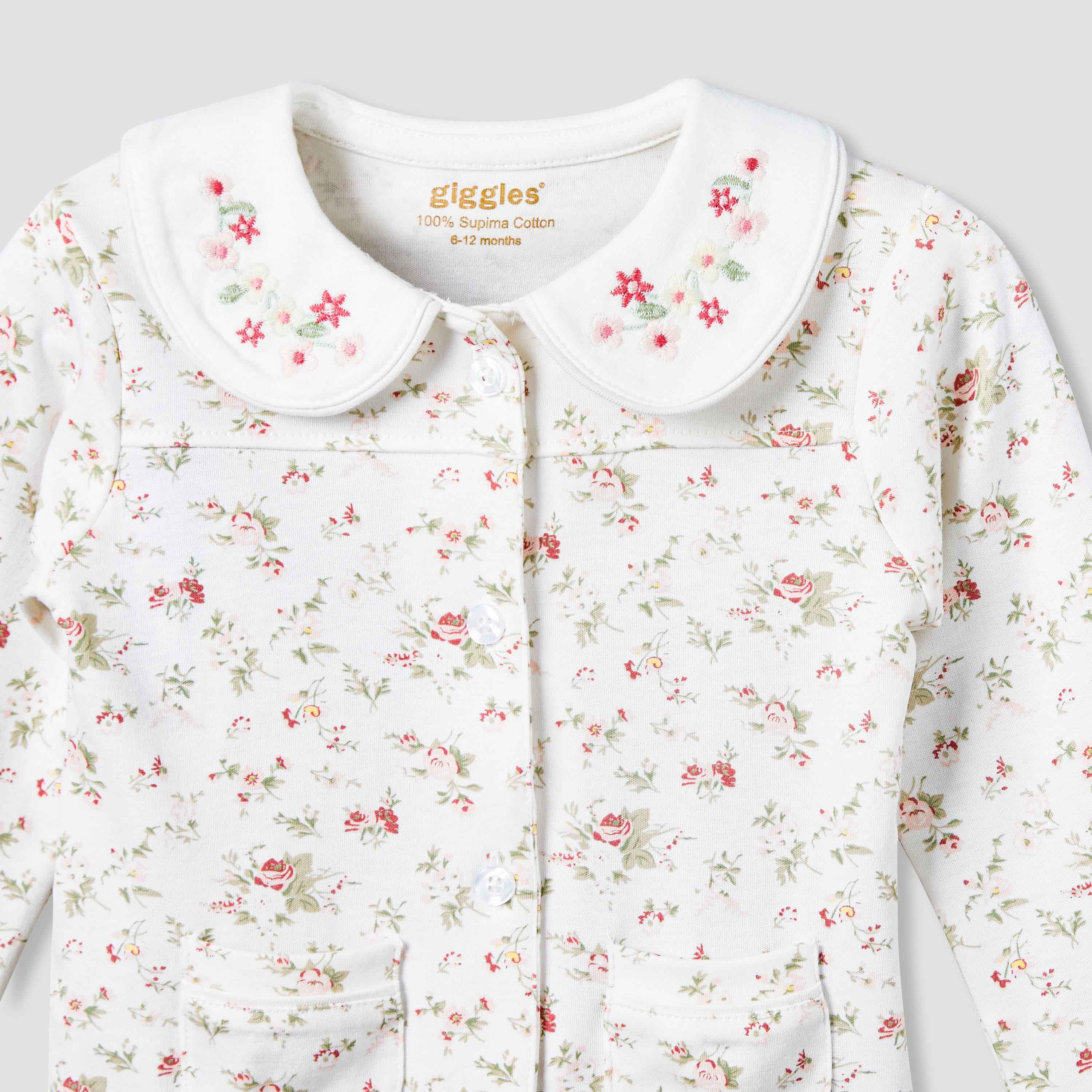 Giggles Cotton Peter Pan Collar Long Sleeves Pyjama Set with Floral Print-baby-girls-clothing-nightwear-pyjamasets-image-4