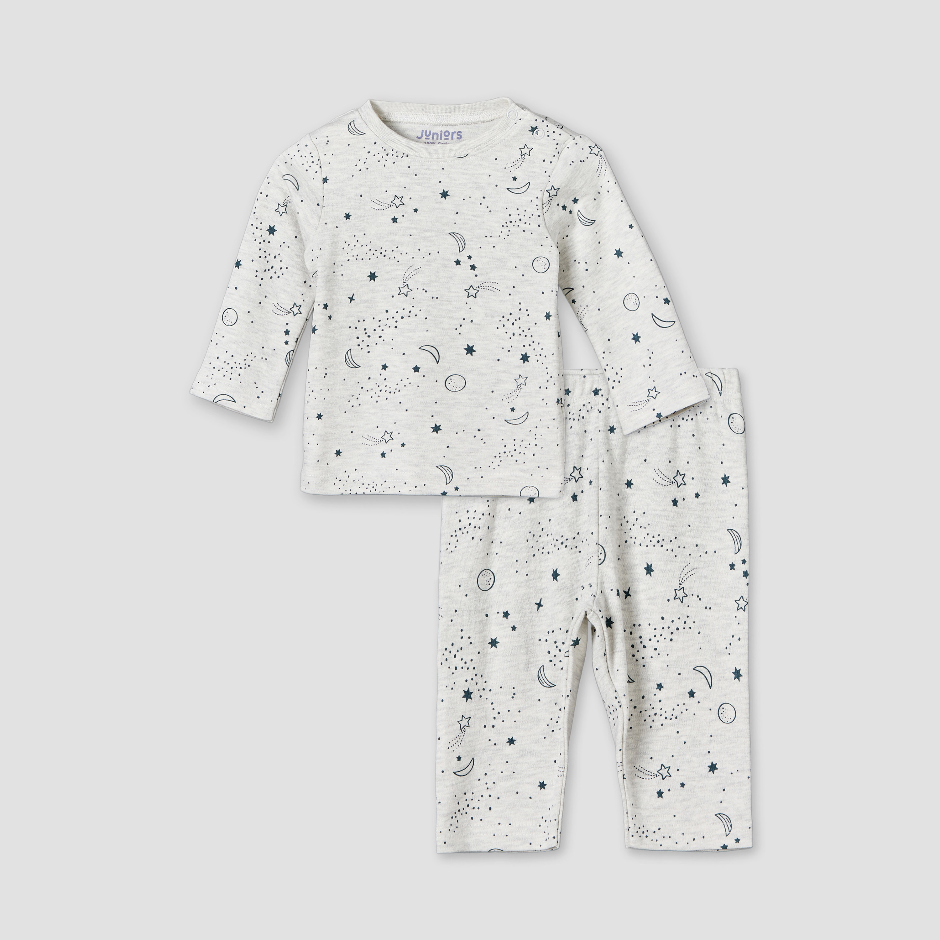 طقم بيجاما قطن برقبة مستديرة وأكمام طويلة وطبعات من جونيورز-baby-boys-clothing-nightwear-pyjamasets-image-1