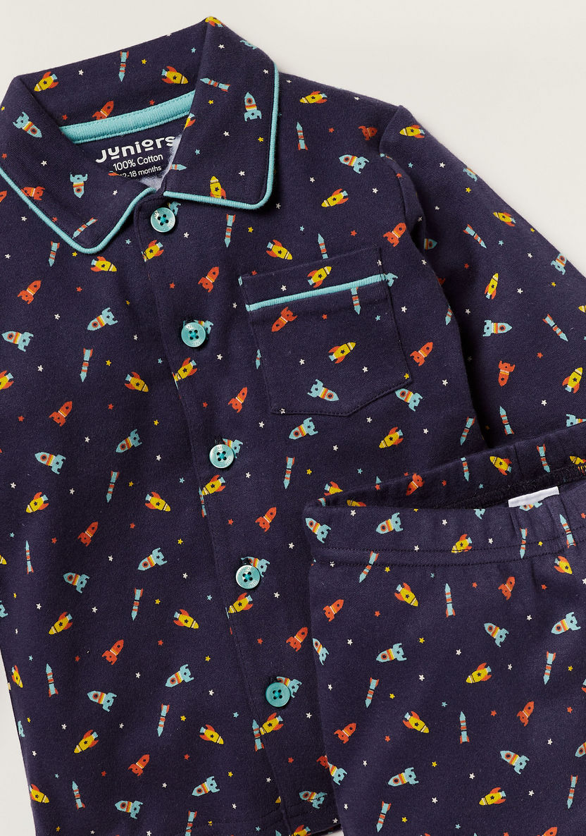 Juniors Printed Long Sleeve Shirt and Pyjama Set-Pyjama Sets-image-3