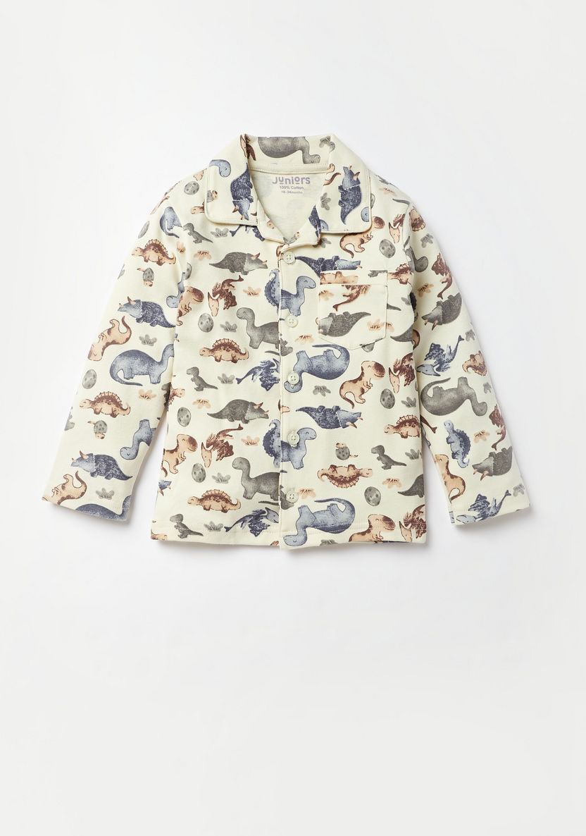 Juniors All-Over Dinosaur Print Shirt and Pyjama Set-Pyjama Sets-image-1