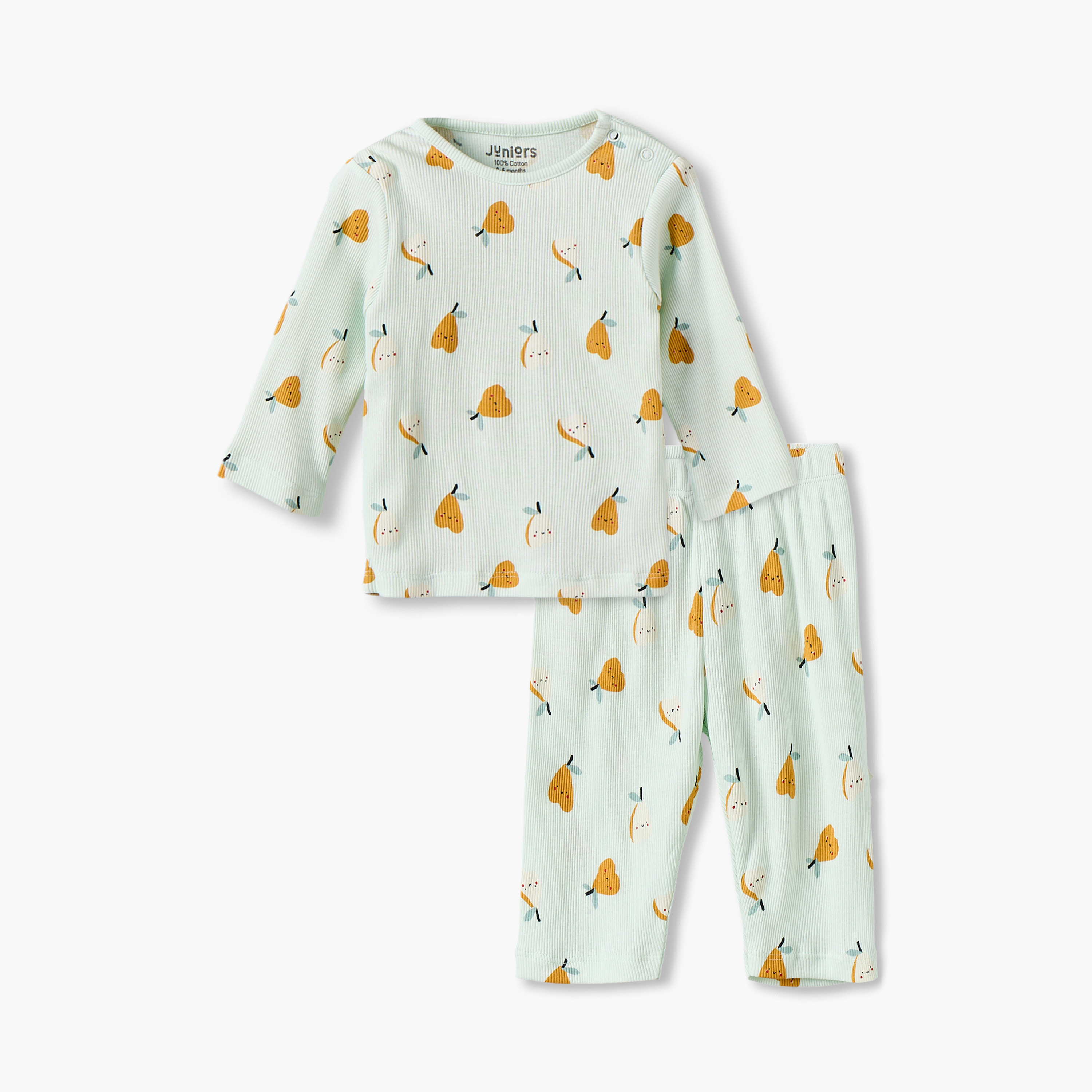 طقم بيجاما قطن برقبة ضيقة وأكمام طويلة وطبعات من جونيورز-baby-girls-clothing-nightwear-pyjamasets-image-2