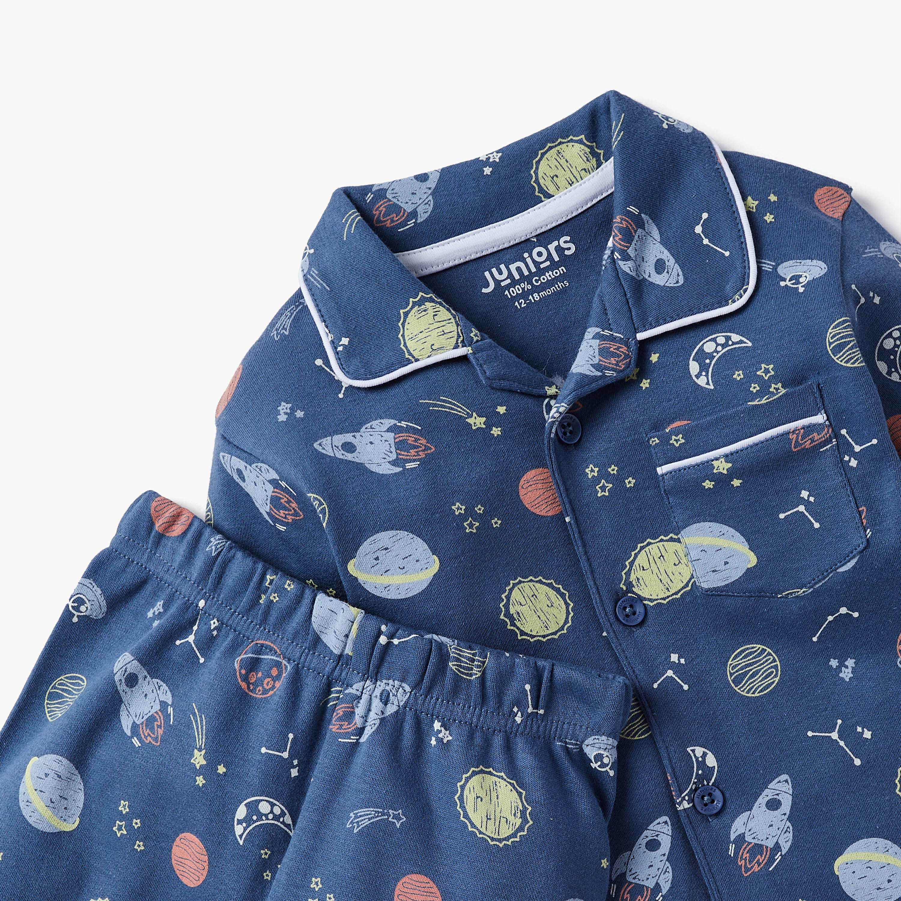Juniors Space Print Long Sleeves Shirt and Pyjama Set-baby-boys-clothing-nightwear-pyjamasets-image-4
