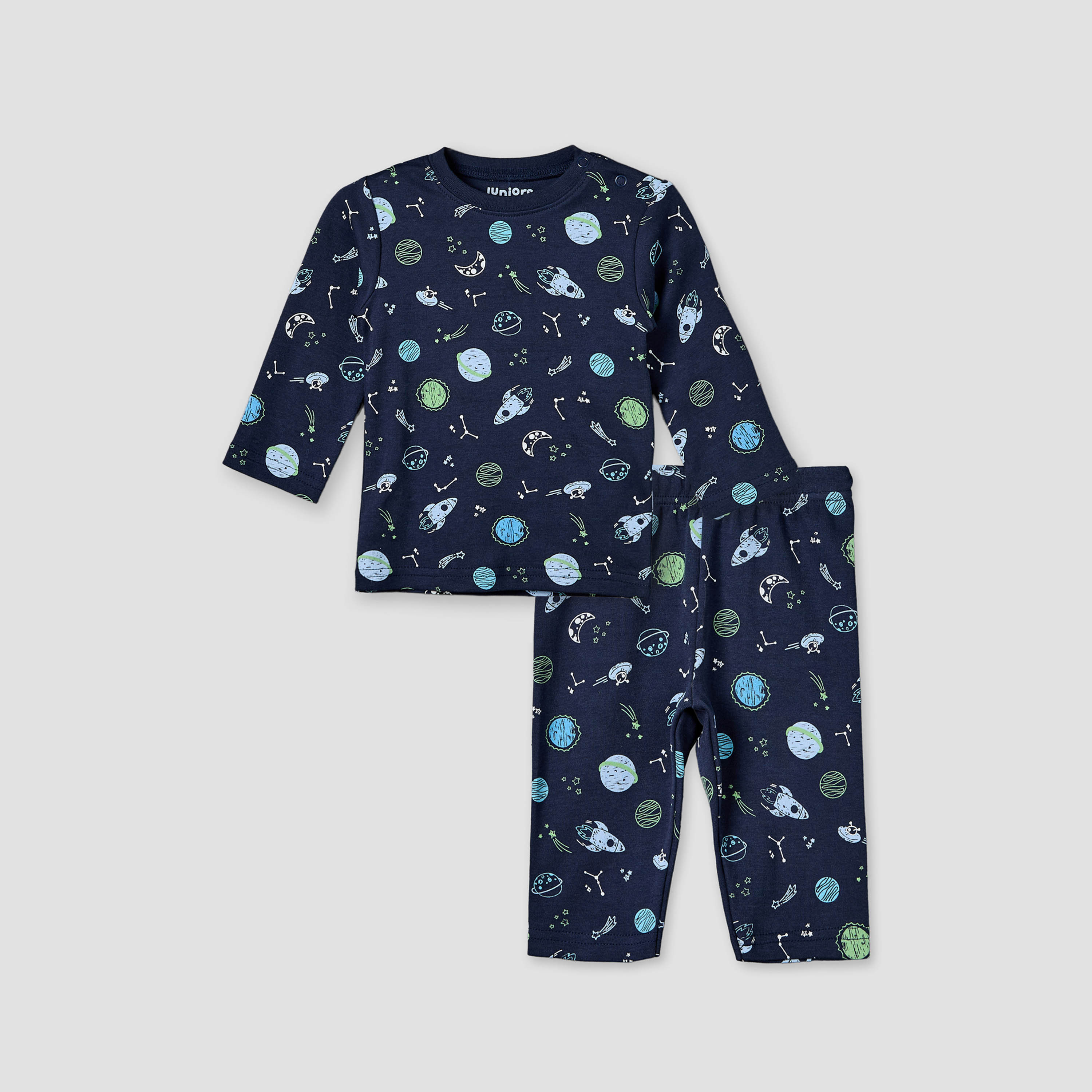 Juniors Cotton Round Neck Long Sleeves Pyjama Set with Space Print-baby-boys-clothing-nightwear-pyjamasets-image-1