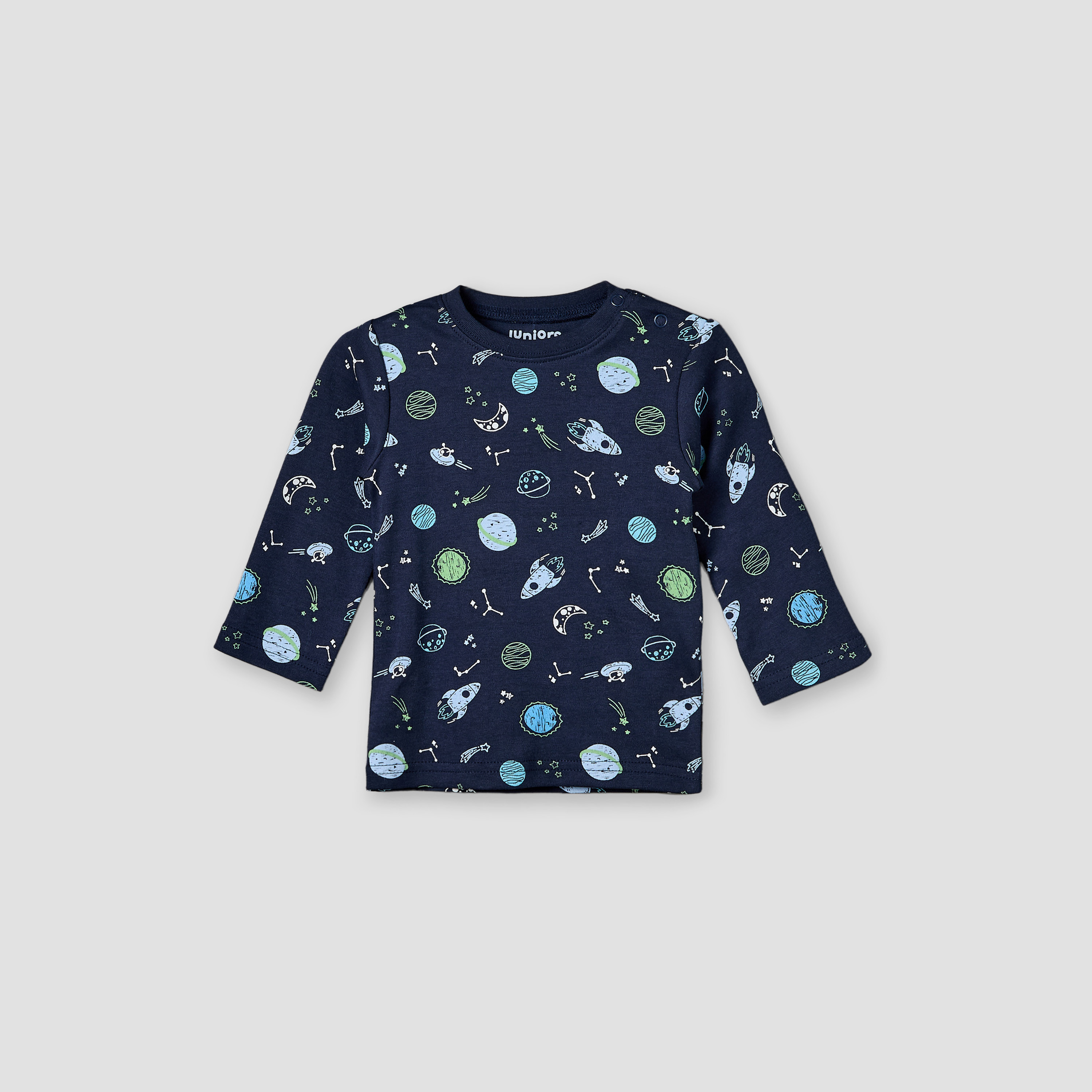 Juniors Cotton Round Neck Long Sleeves Pyjama Set with Space Print-baby-boys-clothing-nightwear-pyjamasets-image-2