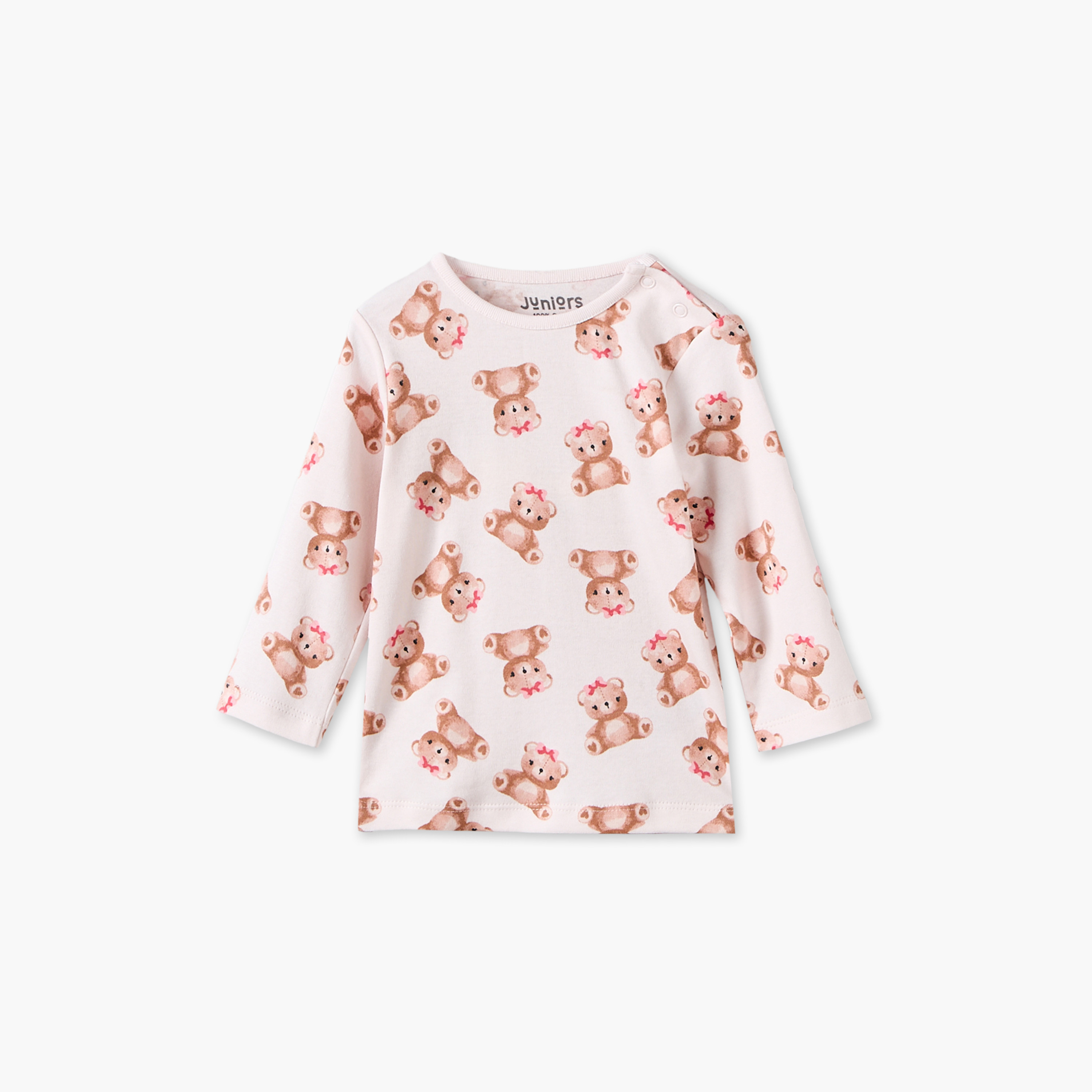 Juniors Cotton Crew Neck Long Sleeves Pyjama Set with Teddy Bear Print-promo_babyshop_Buy3for7.9_KWT030926-image-3