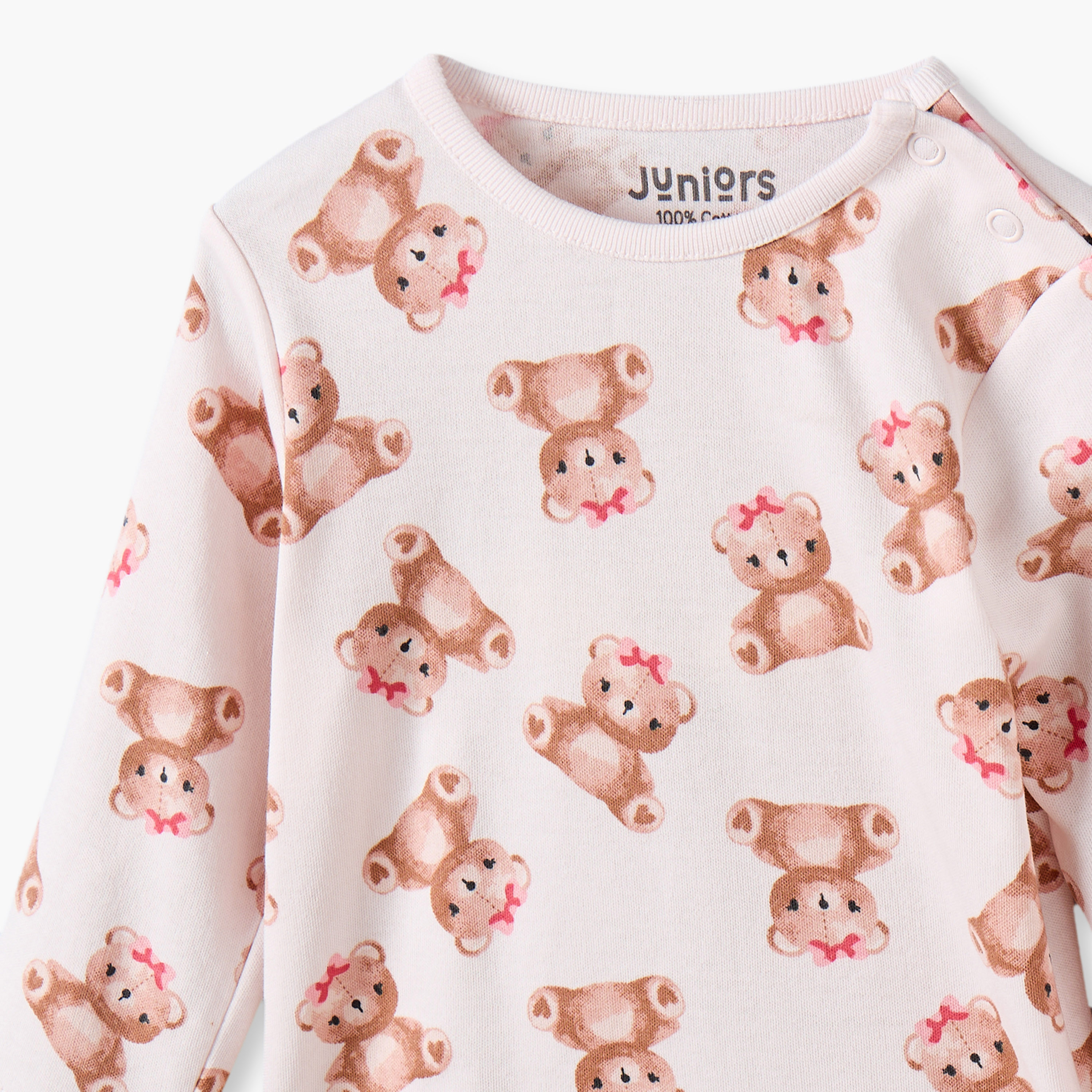 Juniors Cotton Crew Neck Long Sleeves Pyjama Set with Teddy Bear Print-promo_babyshop_Buy3for7.9_KWT030926-image-7