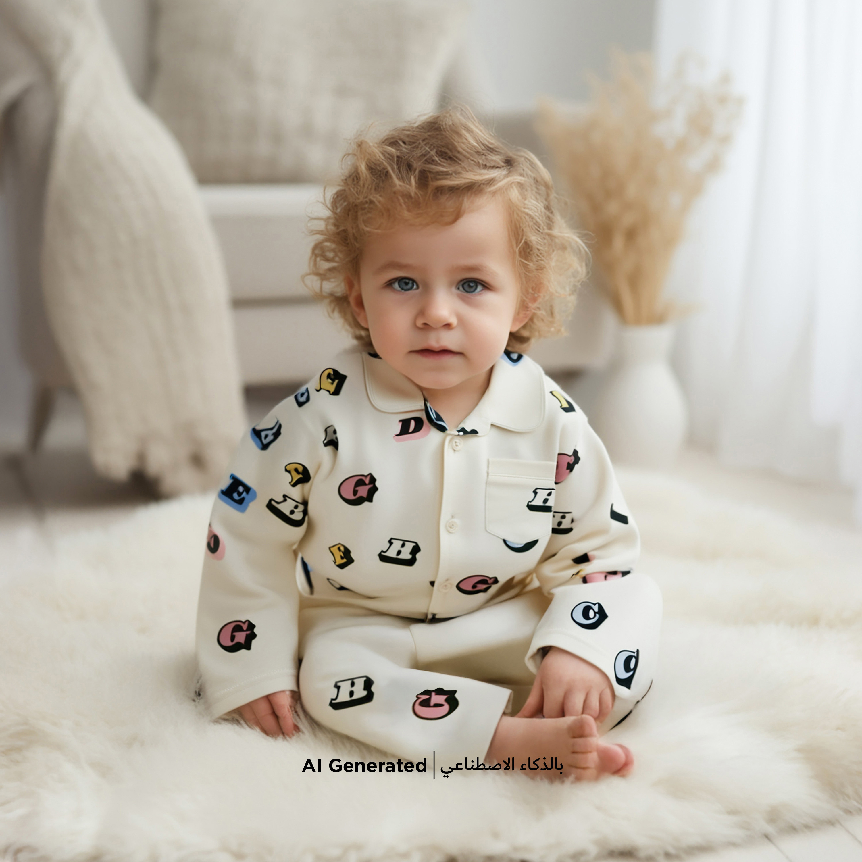 Juniors Pyjama Set with Alphabet Print - Cotton - Long Sleeves - Collar-baby-boys-clothing-nightwear-pyjamasets-image-1
