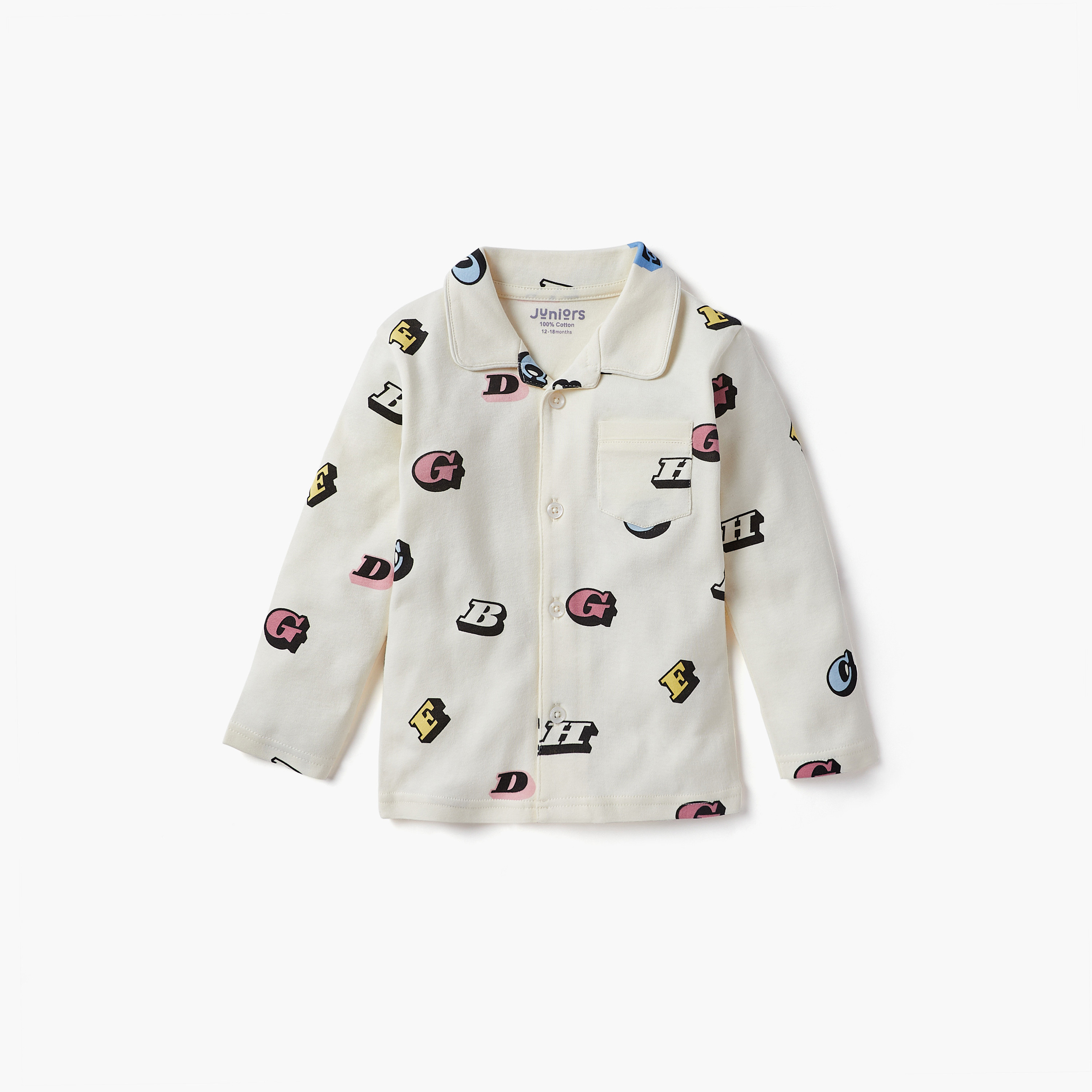 Juniors Pyjama Set with Alphabet Print - Cotton - Long Sleeves - Collar-baby-boys-clothing-nightwear-pyjamasets-image-3
