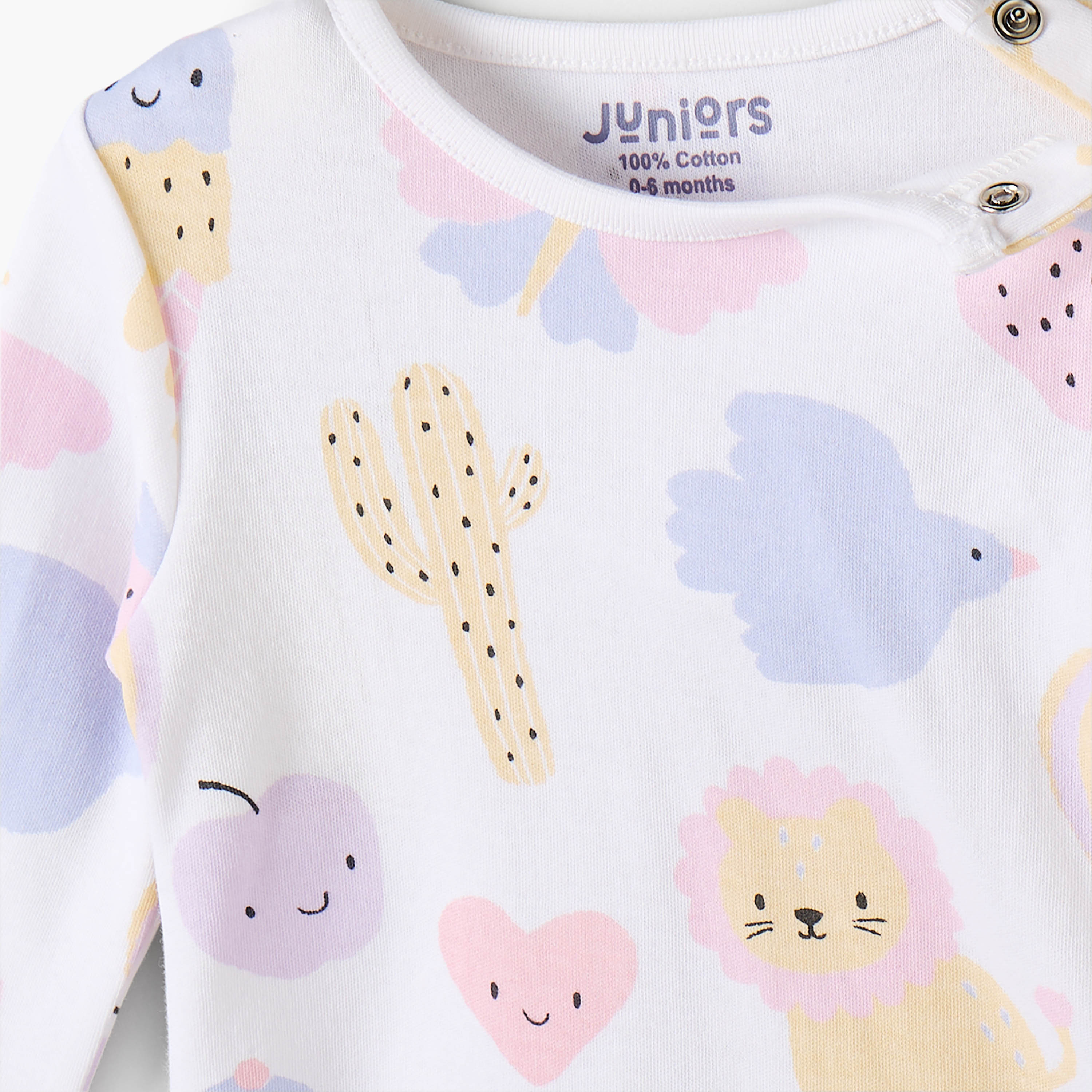 طقم بيجاما قطني بياقة مستديرة وأكمام طويلة بطبعة آيس كريم من جونيورز-baby-girls-clothing-nightwear-pyjamasets-image-6