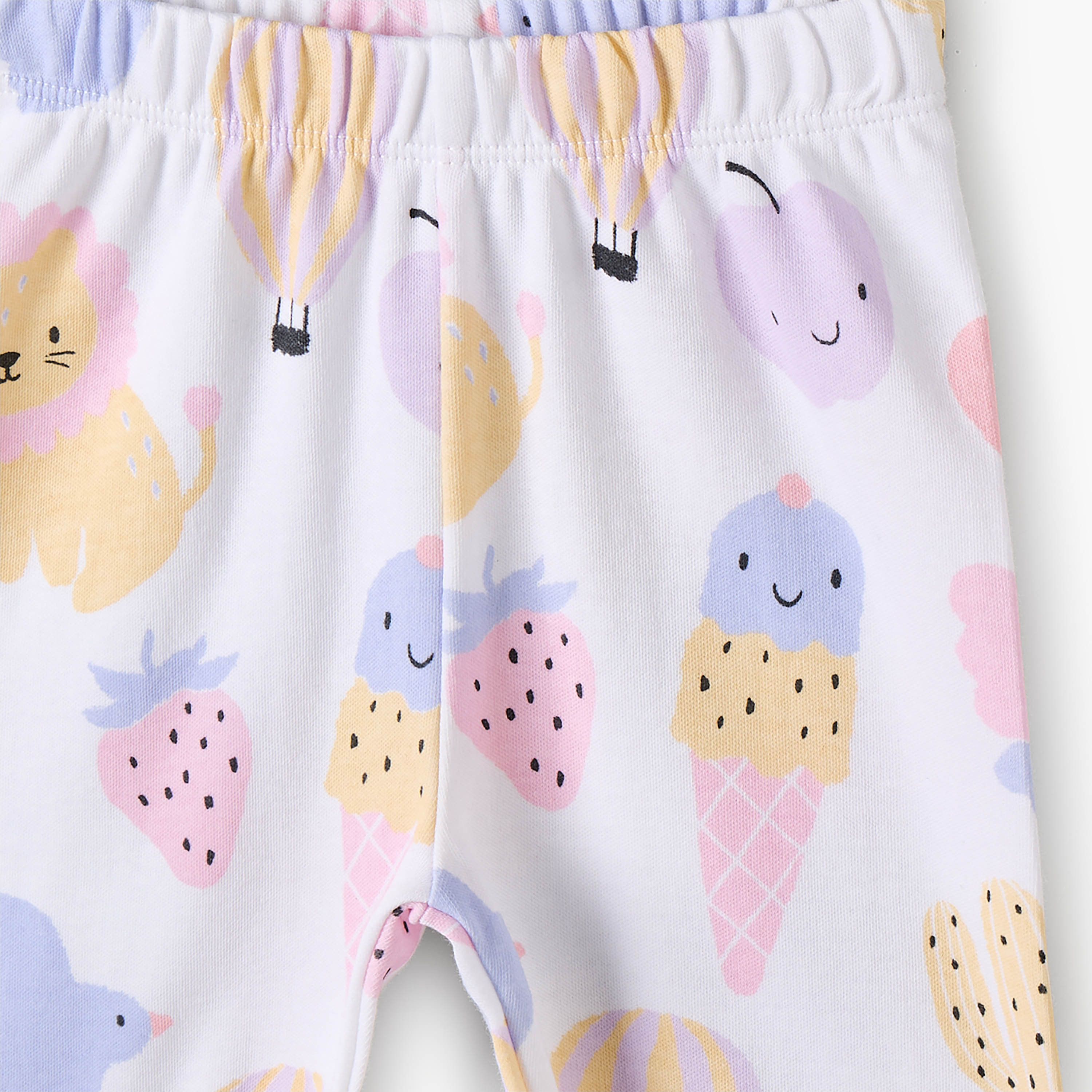 طقم بيجاما قطني بياقة مستديرة وأكمام طويلة بطبعة آيس كريم من جونيورز-baby-girls-clothing-nightwear-pyjamasets-image-7