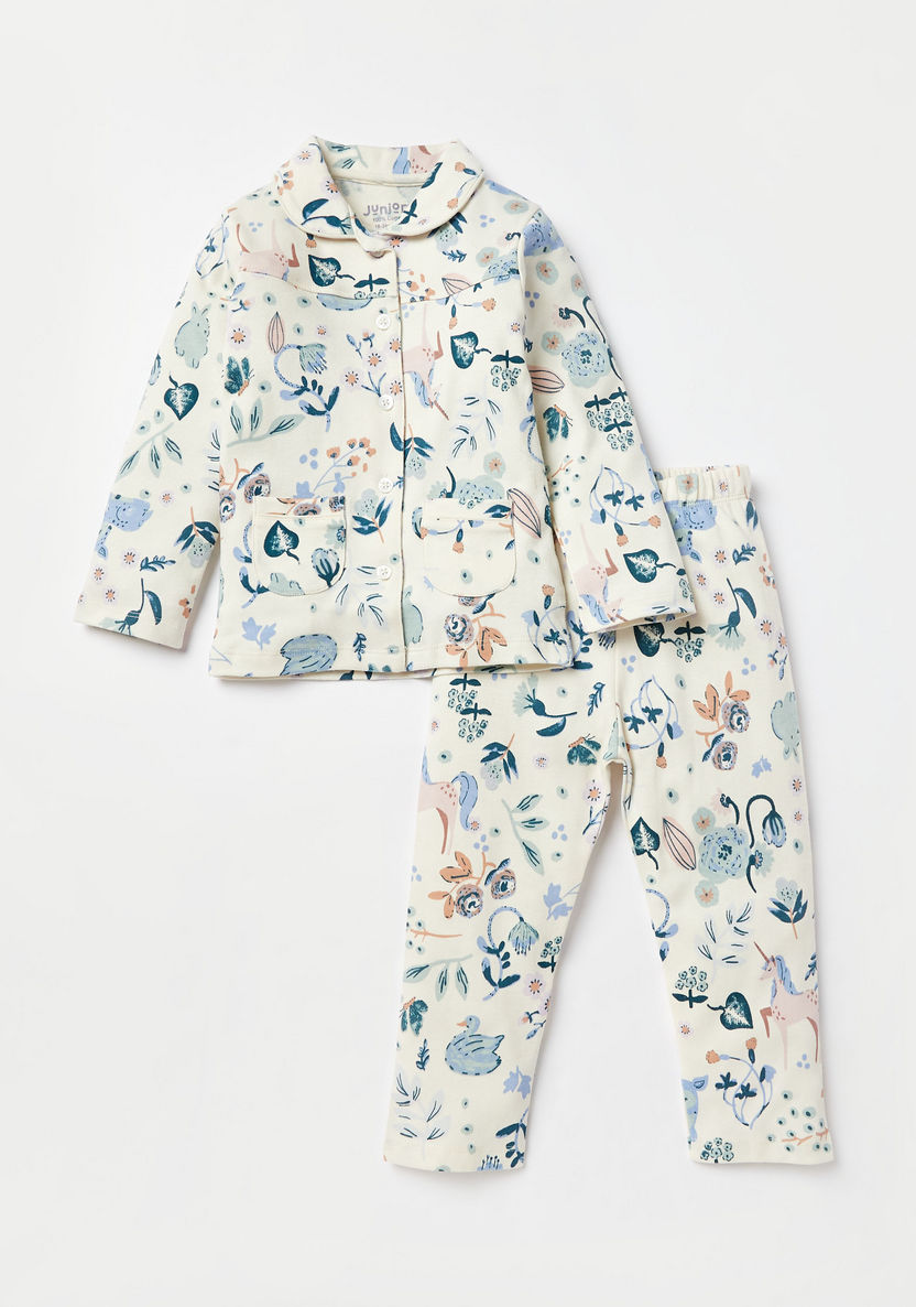 Juniors All-Over Print Shirt and Pyjama Set-Pyjama Sets-image-0