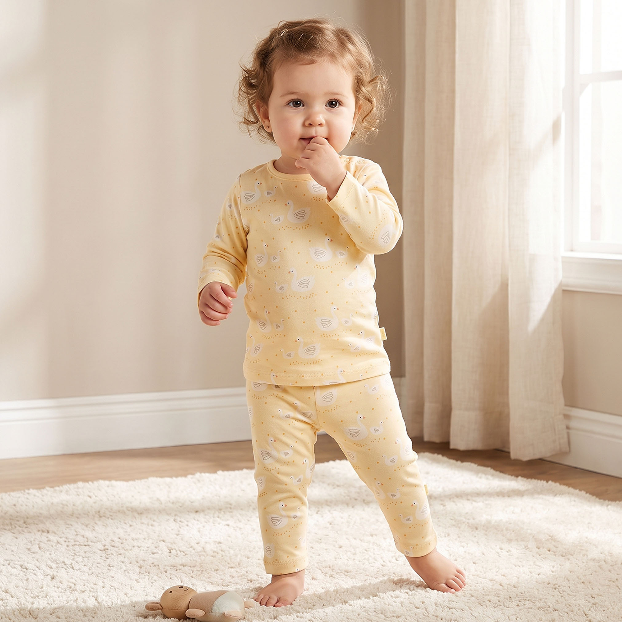 Juniors Cotton Crew Neck Long Sleeves Pyjama Set with Swan Print-promo_babyshop_Buy3for7.9_KWT030926-image-1