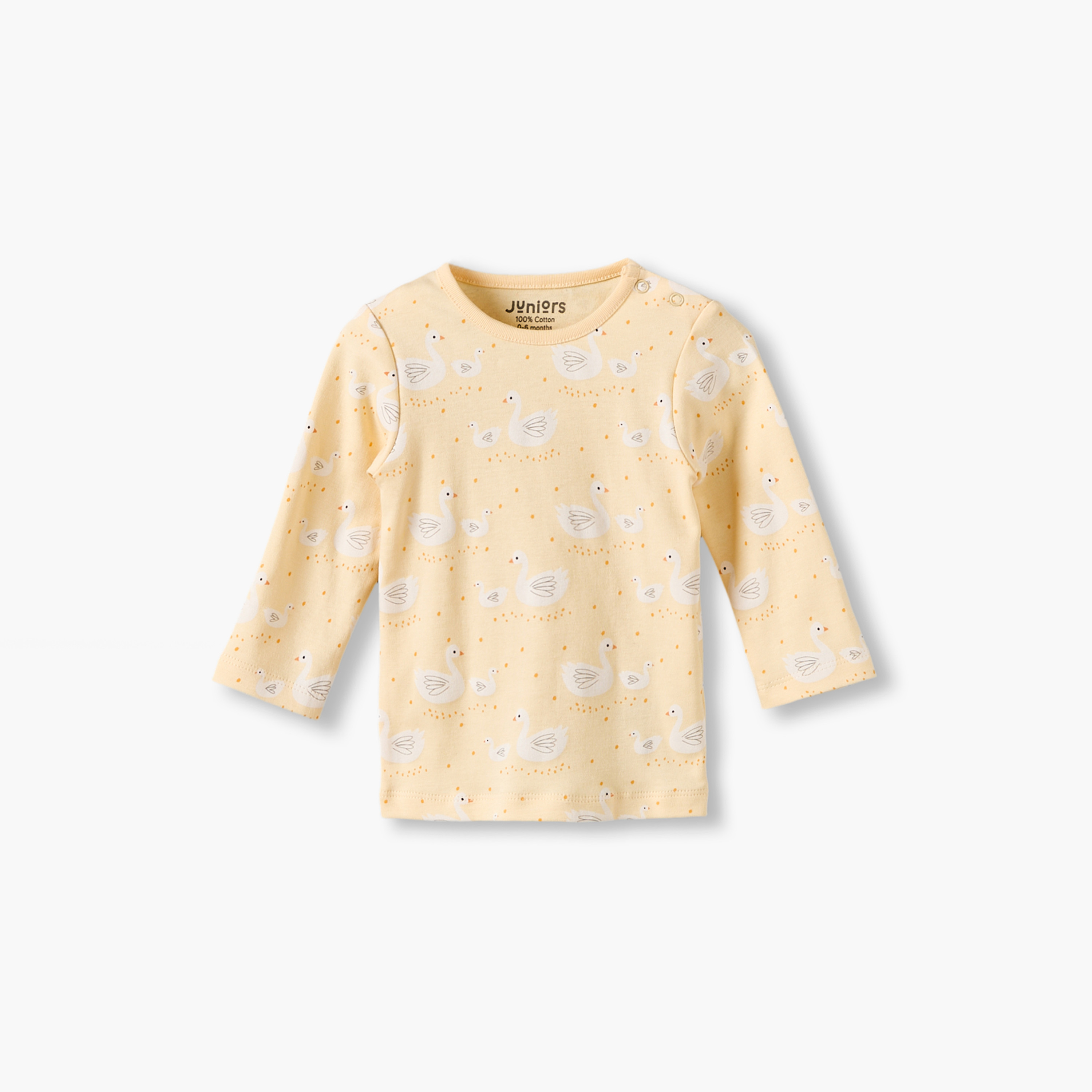 Juniors Cotton Crew Neck Long Sleeves Pyjama Set with Swan Print-promo_babyshop_Buy3for7.9_KWT030926-image-3