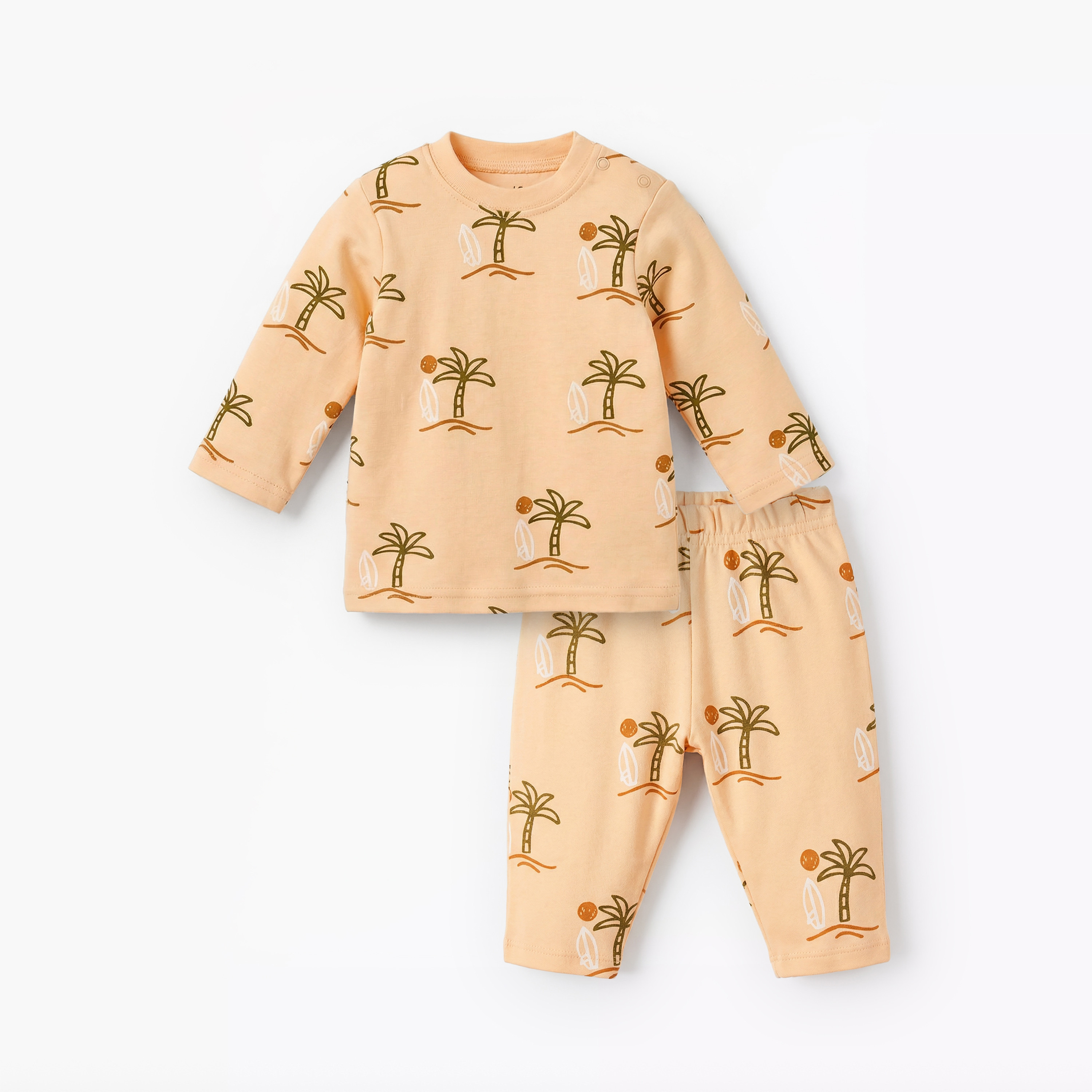 طقم بيجاما قطن بياقة مستديرة وأكمام طويلة وطبعات من جونيورز-baby-boys-clothing-nightwear-pyjamasets-image-1