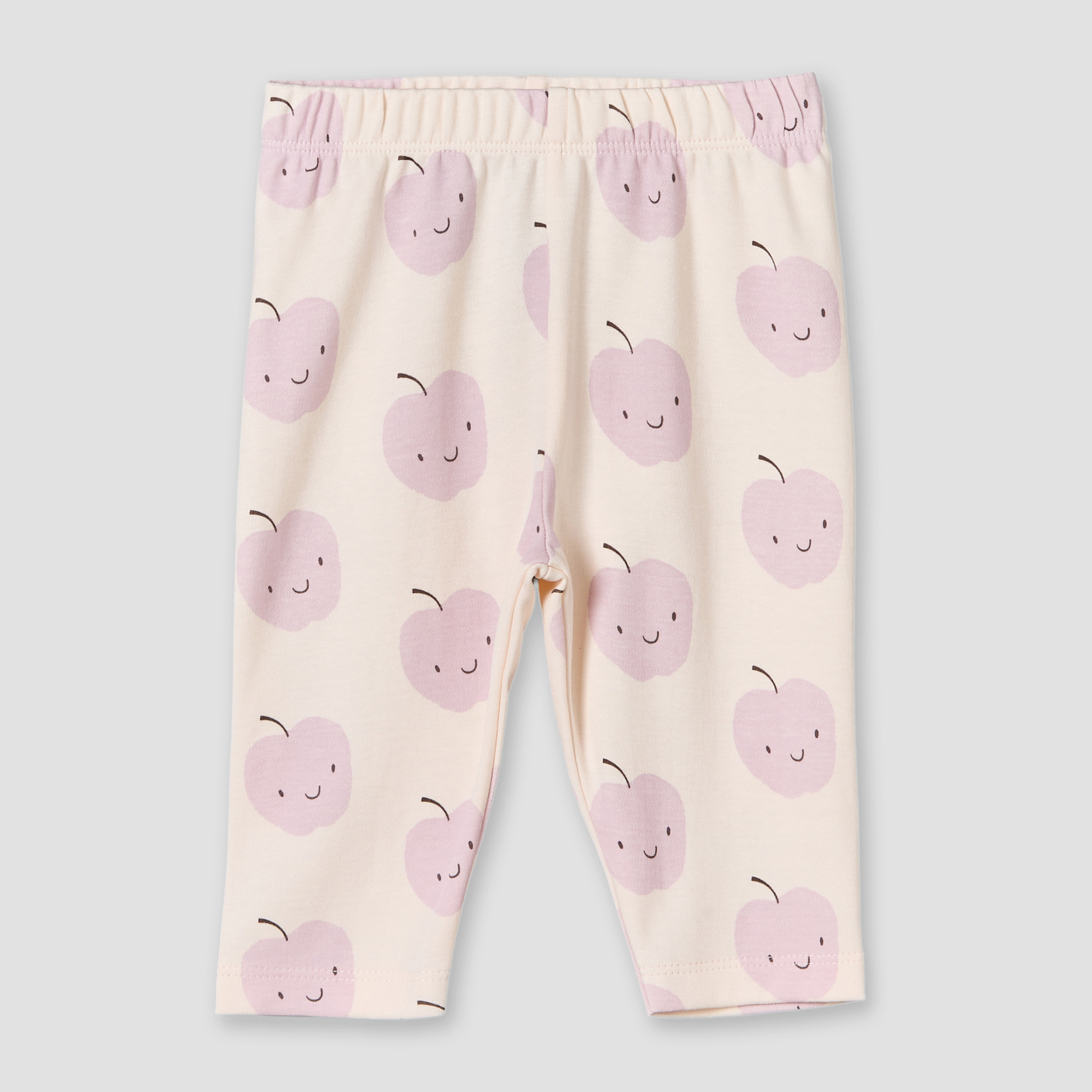 طقم بيجاما قطنية بياقة دائرية وأكمام طويلة للبنات بطبعة تفاح-baby-girls-clothing-nightwear-pyjamasets-image-3
