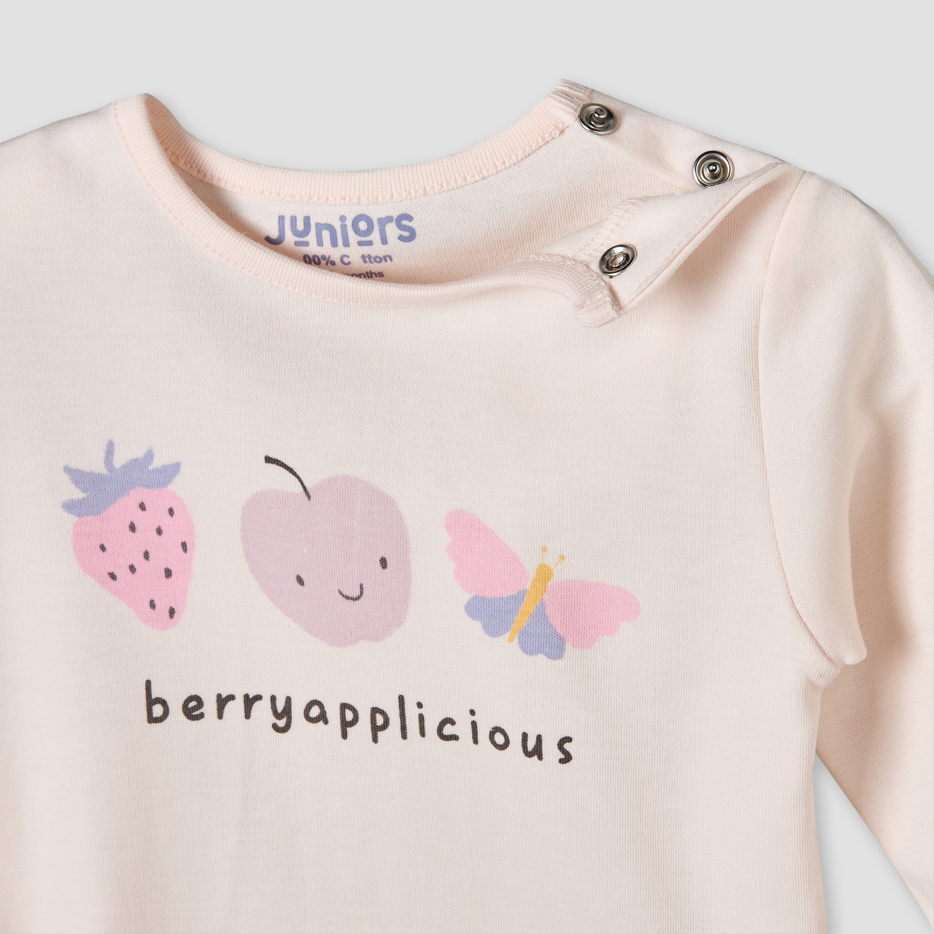 طقم بيجاما قطنية بياقة دائرية وأكمام طويلة للبنات بطبعة تفاح-baby-girls-clothing-nightwear-pyjamasets-image-7