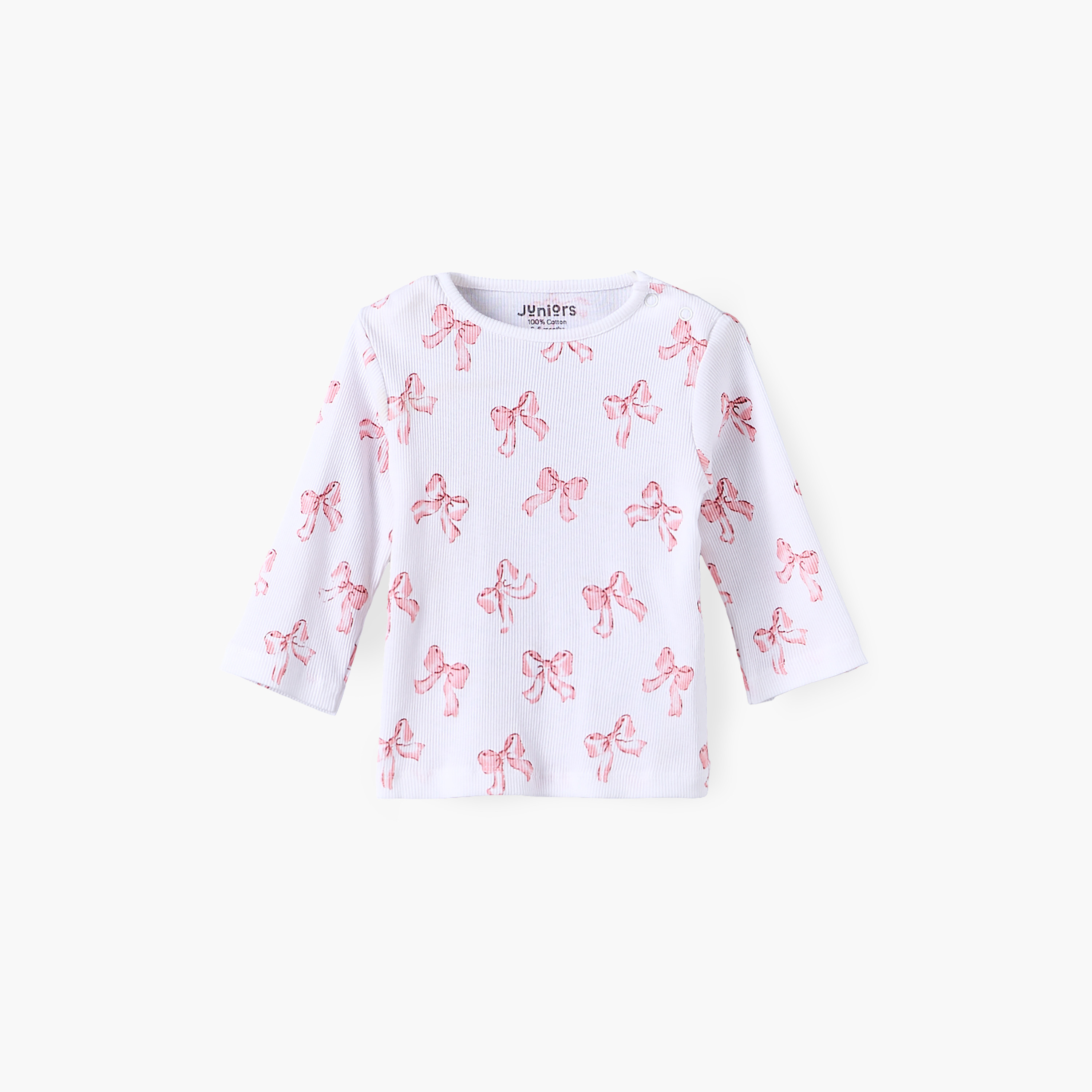 طقم بيجاما برقبة ضيقة وأكمام طويلة وطبعات فيونكات من جونيورز-baby-girls-clothing-nightwear-pyjamasets-image-3