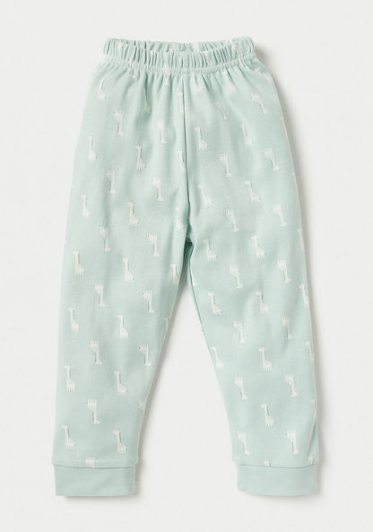 Juniors Giraffe Print Long Sleeves T-shirt and Pyjama Set-Pyjama Sets-image-2