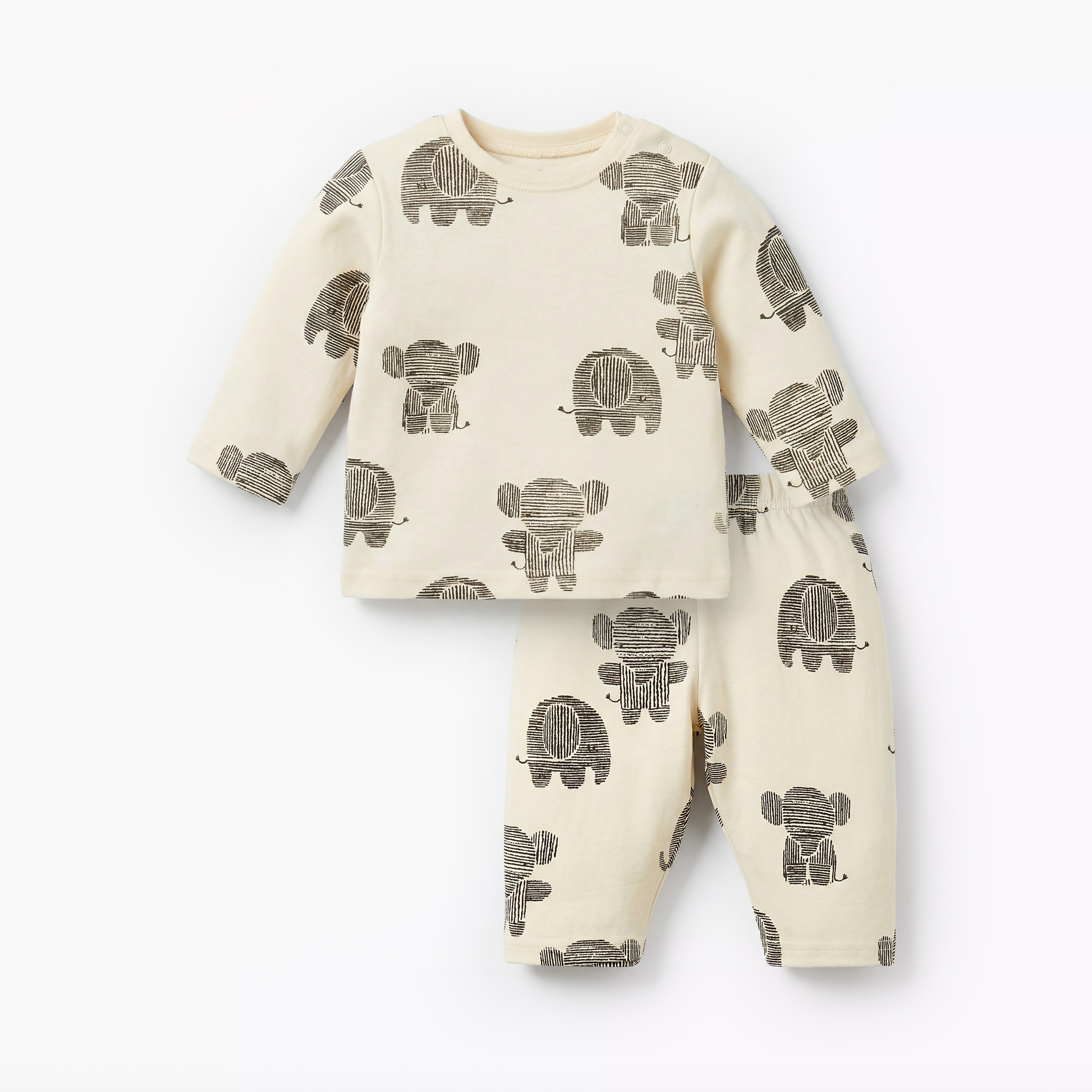 Juniors Cotton Round Neck Long Sleeves Pyjama Set with Elephant Print-baby-boys-clothing-nightwear-pyjamasets-image-2