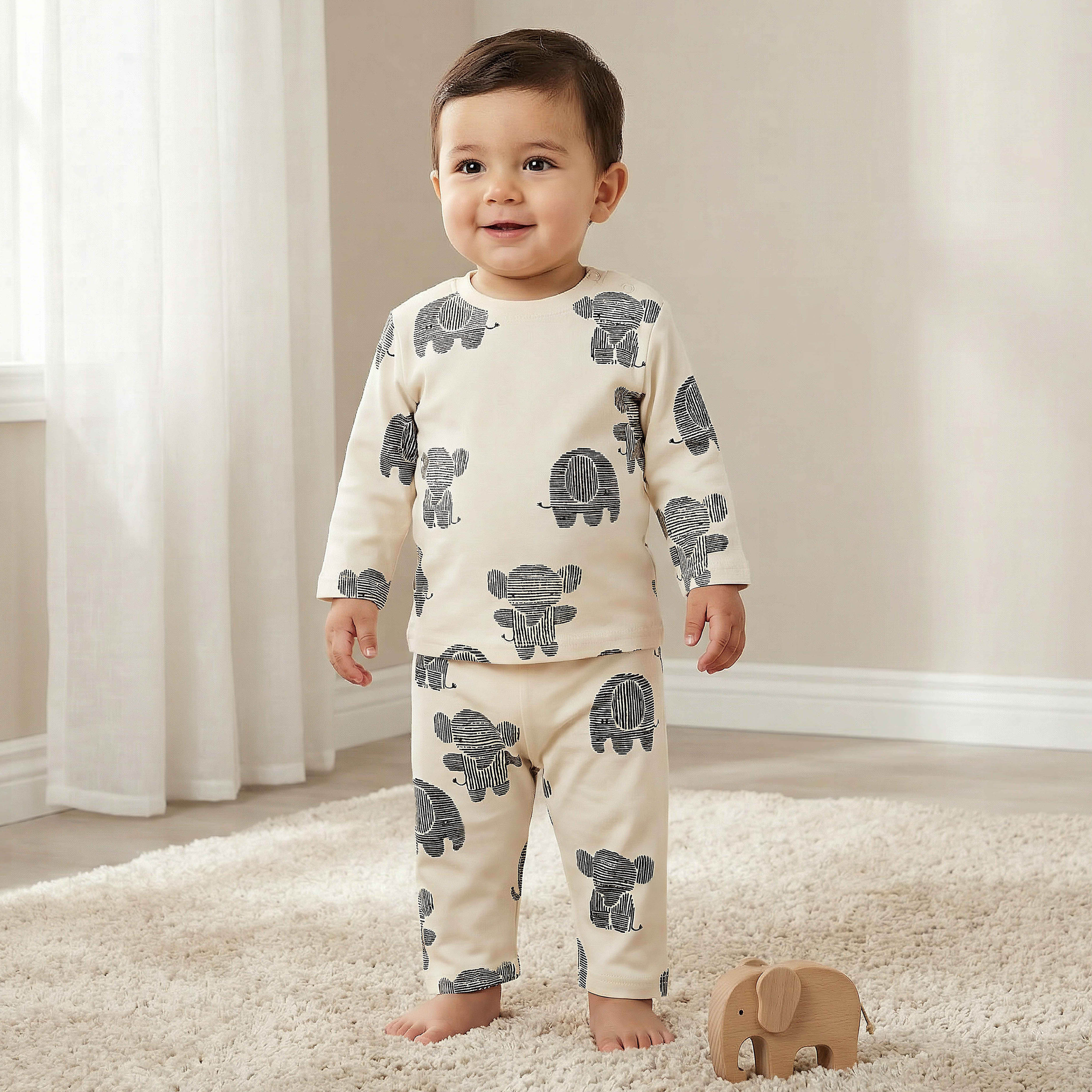 Juniors Cotton Round Neck Long Sleeves Pyjama Set with Elephant Print-baby-boys-clothing-nightwear-pyjamasets-image-1