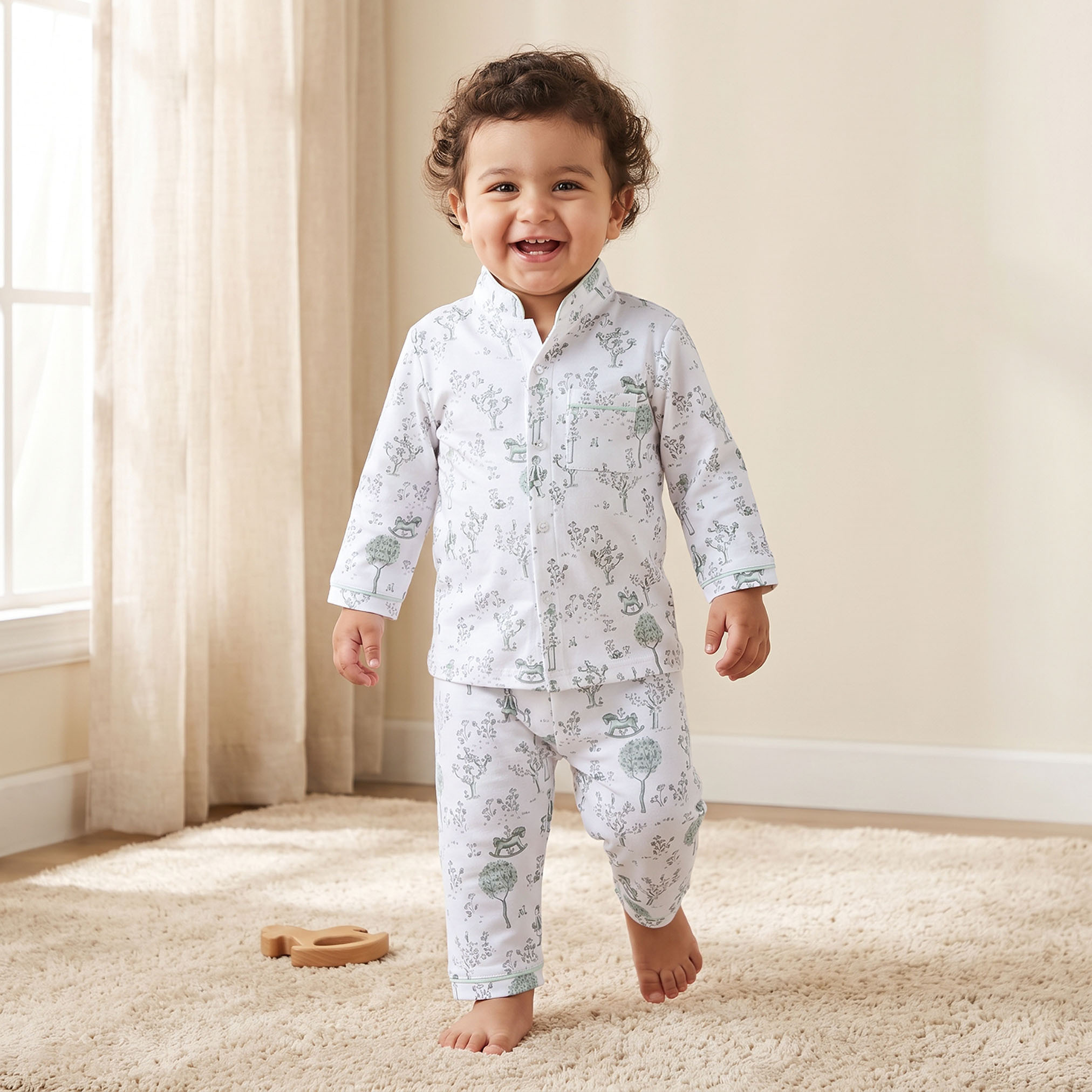 Juniors Collar Neck Long Sleeves Pyjama Set with Rocking Horse-baby-boys-clothing-nightwear-pyjamasets-image-1