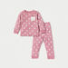 Juniors Cat Print Long Sleeves T-shirt and Pyjama Set-Pyjama Sets-thumbnail-0
