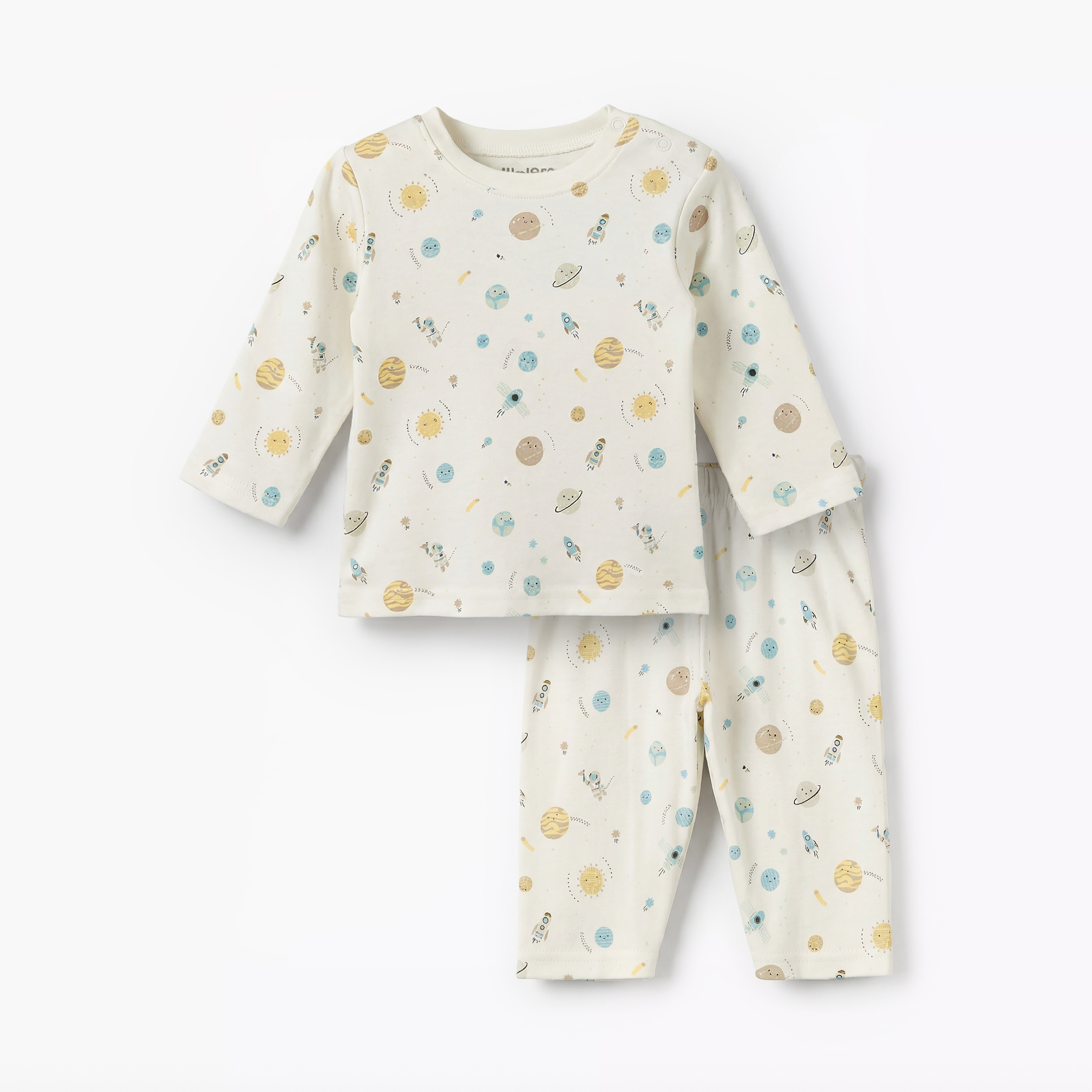 Juniors Cotton Round Neck Long Sleeves Pyjama Set with Space Print-baby-boys-clothing-nightwear-pyjamasets-image-2
