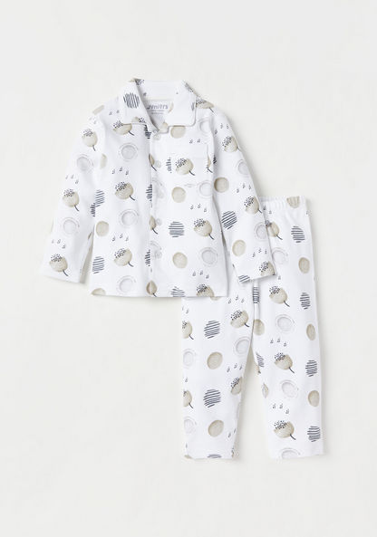 Juniors All-Over Print Button Up Shirt and Pyjama Set-Pyjama Sets-image-0