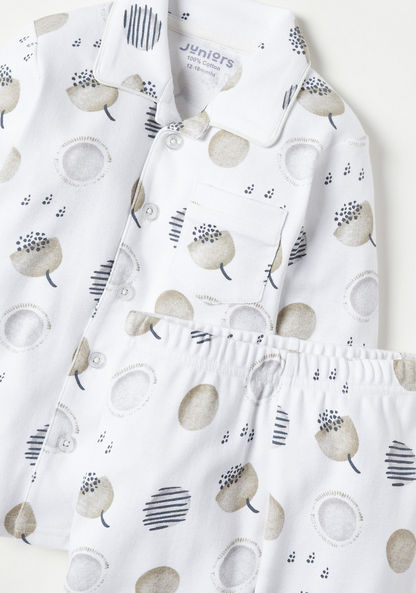 Juniors All-Over Print Button Up Shirt and Pyjama Set-Pyjama Sets-image-1