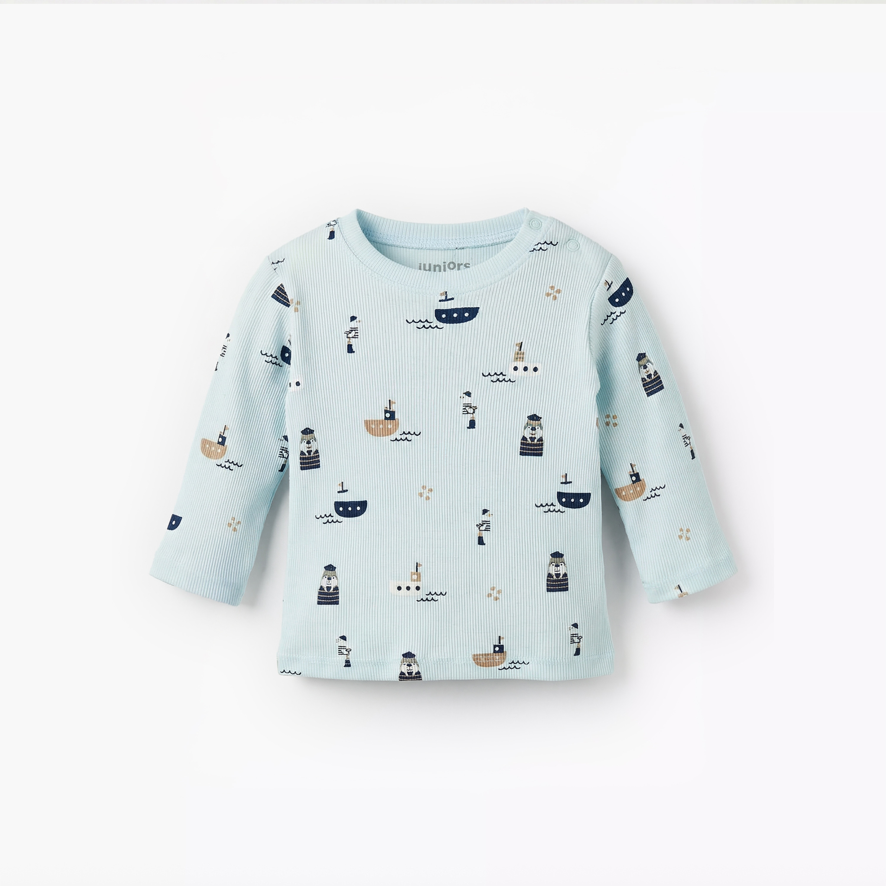 Juniors Cotton Round Neck Long Sleeves Pyjama Set with Nautical Print-baby-boys-clothing-nightwear-pyjamasets-image-3