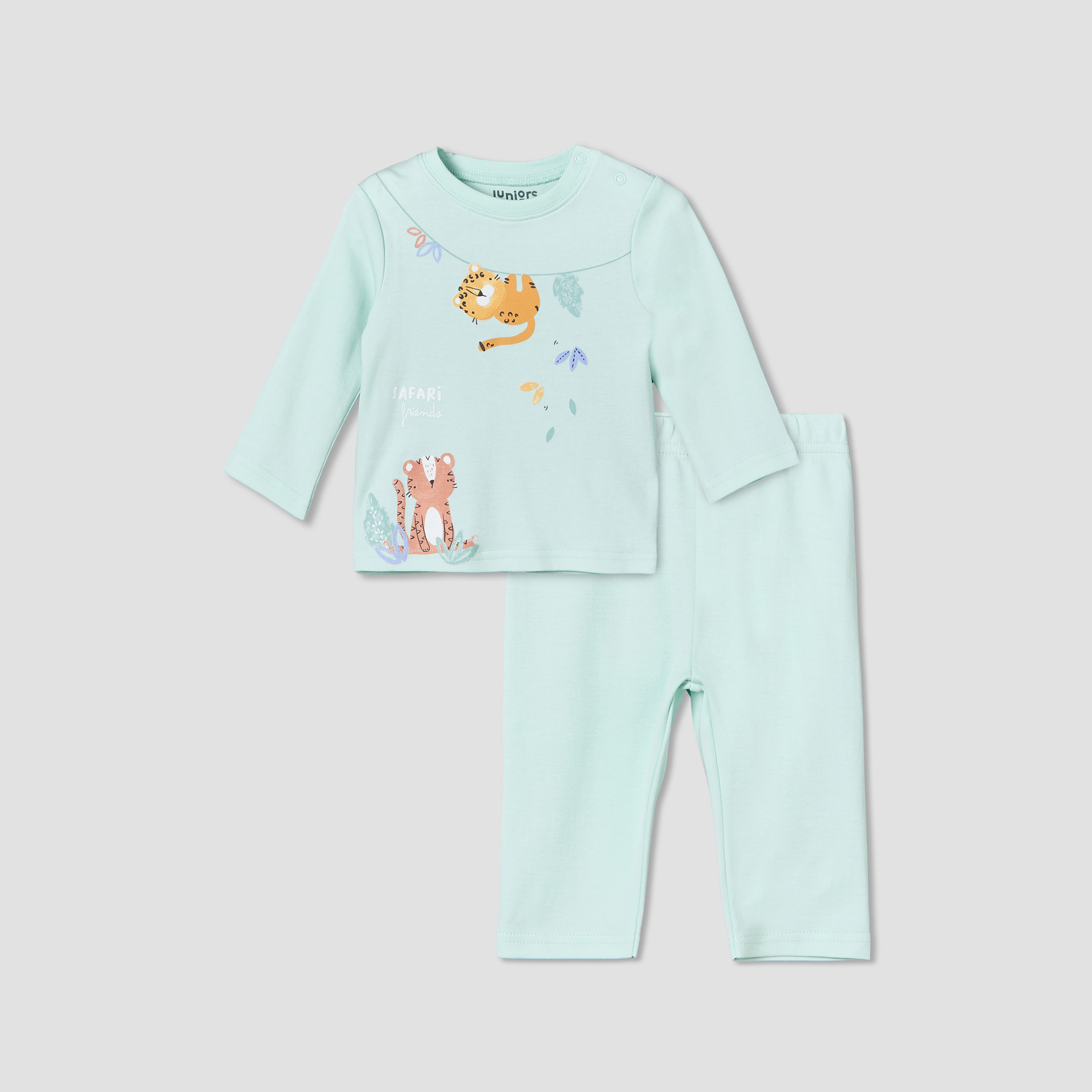 Juniors Cotton Round Neck Long Sleeves Pyjama Set with Safari Print-baby-boys-clothing-nightwear-pyjamasets-image-1