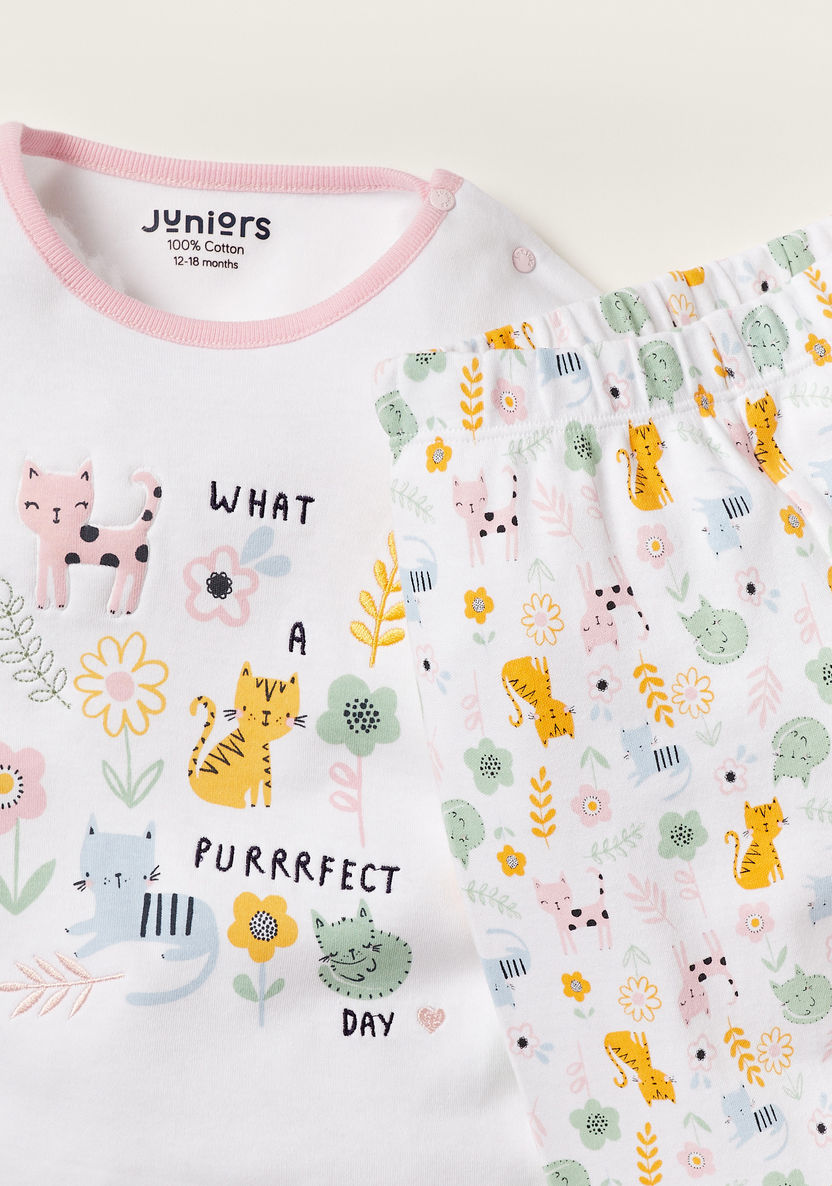 Juniors Printed Long Sleeve T-shirt and Pyjama Set-Pyjama Sets-image-3