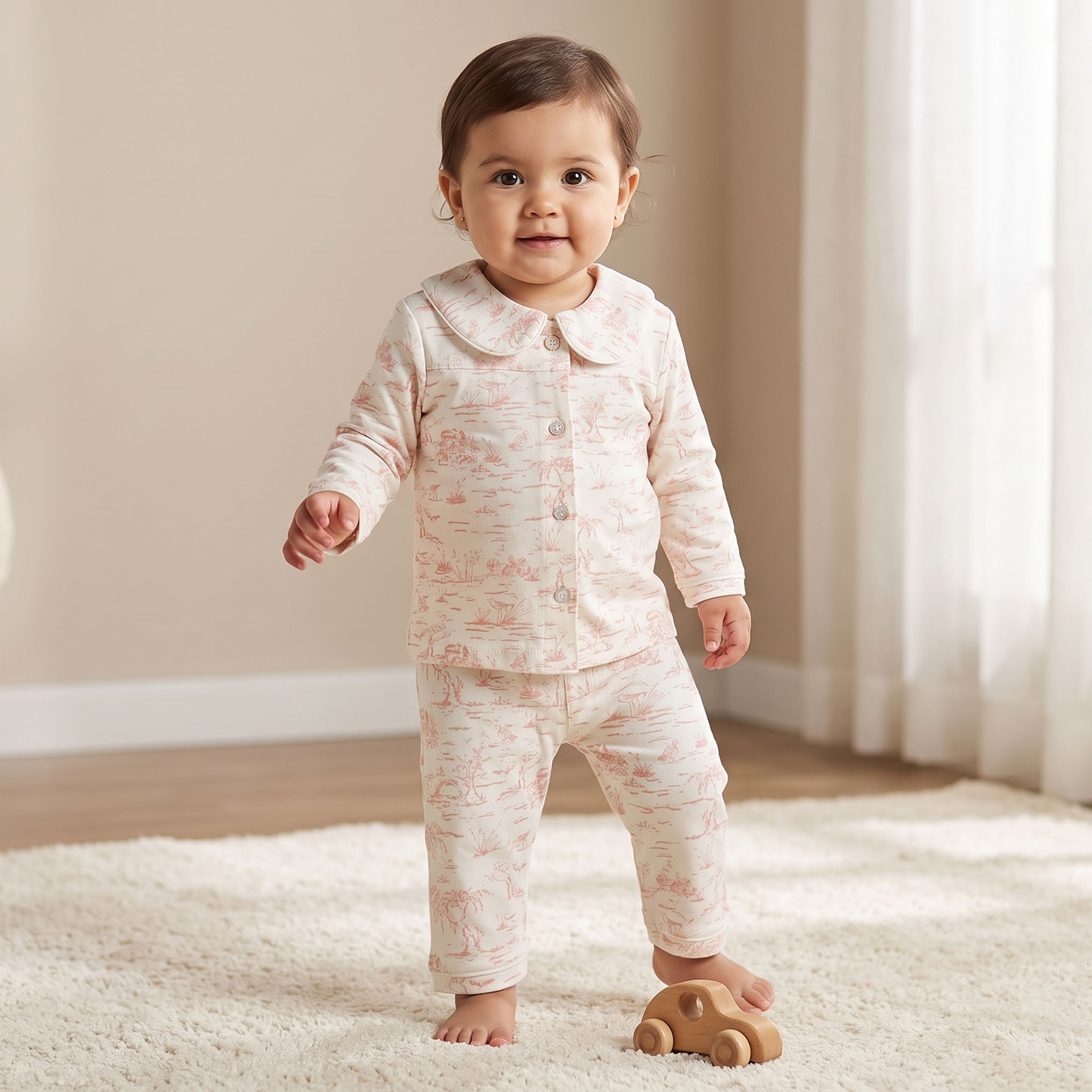 Juniors Cotton Peter Pan Collar Long Sleeves Pyjama Set with Forest Print-baby-girls-clothing-nightwear-pyjamasets-image-1