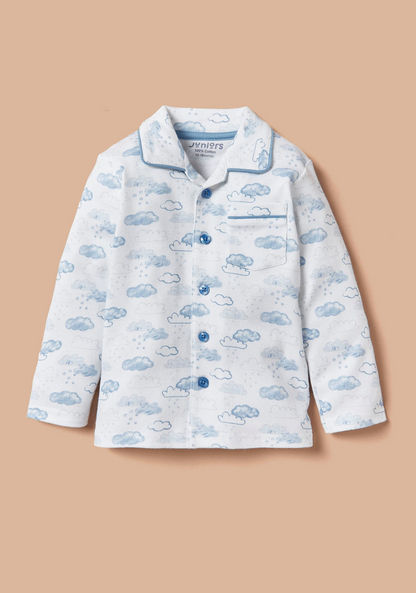 Juniors Cloud Print Shirt and Pyjama Set-Pyjama Sets-image-1