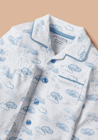 Juniors Cloud Print Shirt and Pyjama Set-Pyjama Sets-image-3