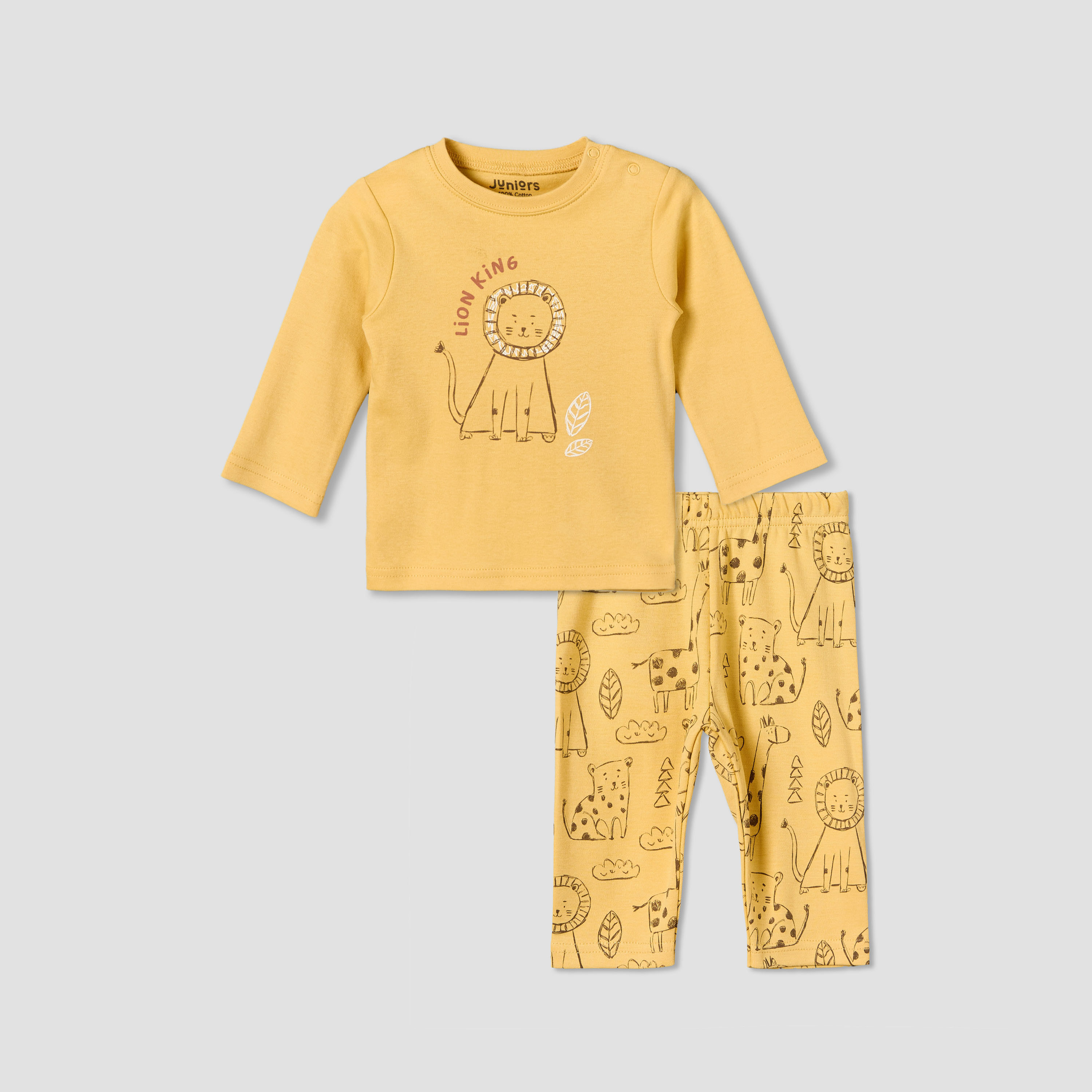 Juniors Cotton Round Neck Long Sleeves Pyjama Set with Safari Print-baby-boys-clothing-nightwear-pyjamasets-image-1