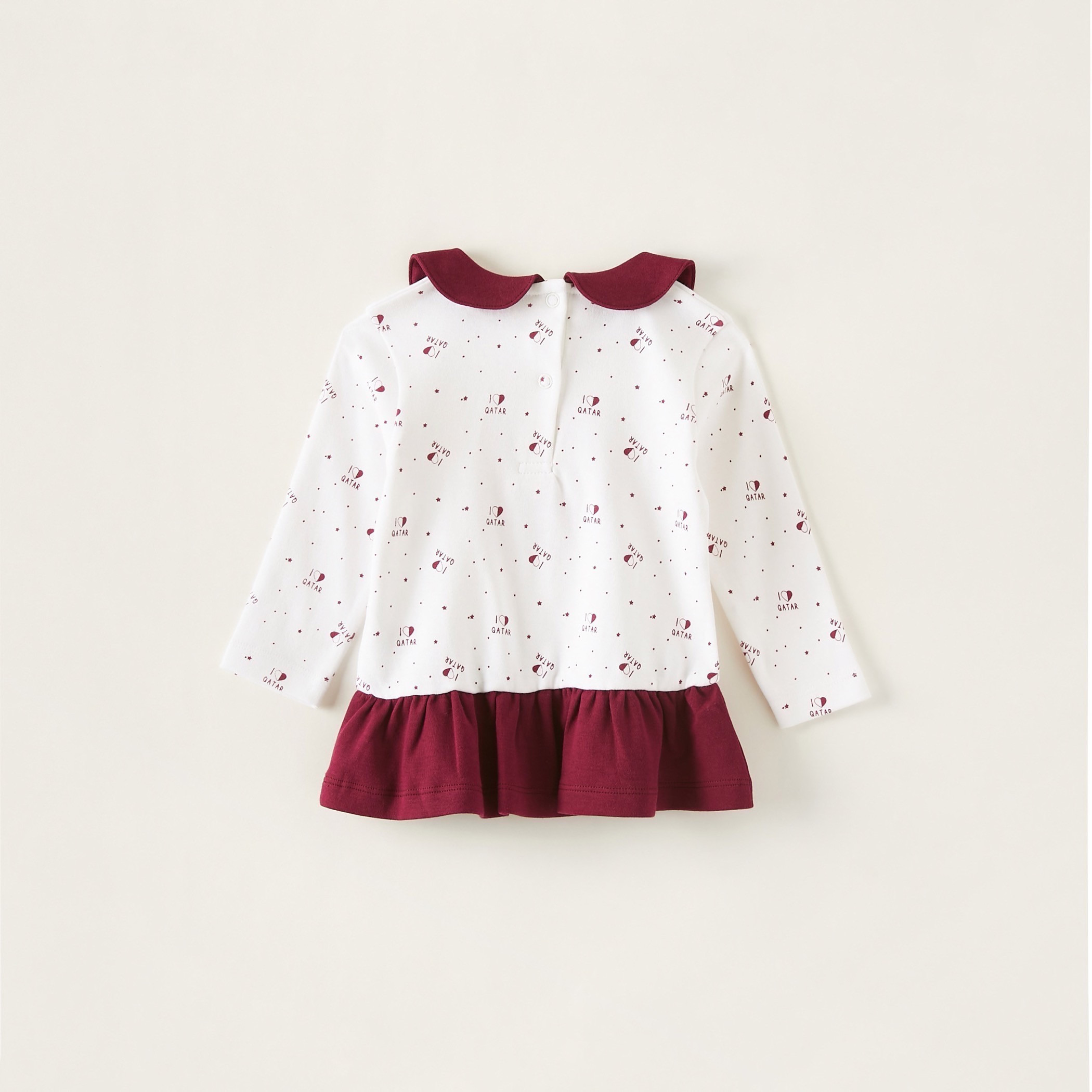 Juniors Qatar National Day Print Dress with Long Sleeves-baby-girls-clothing-dressesandjumpsuits-image-5