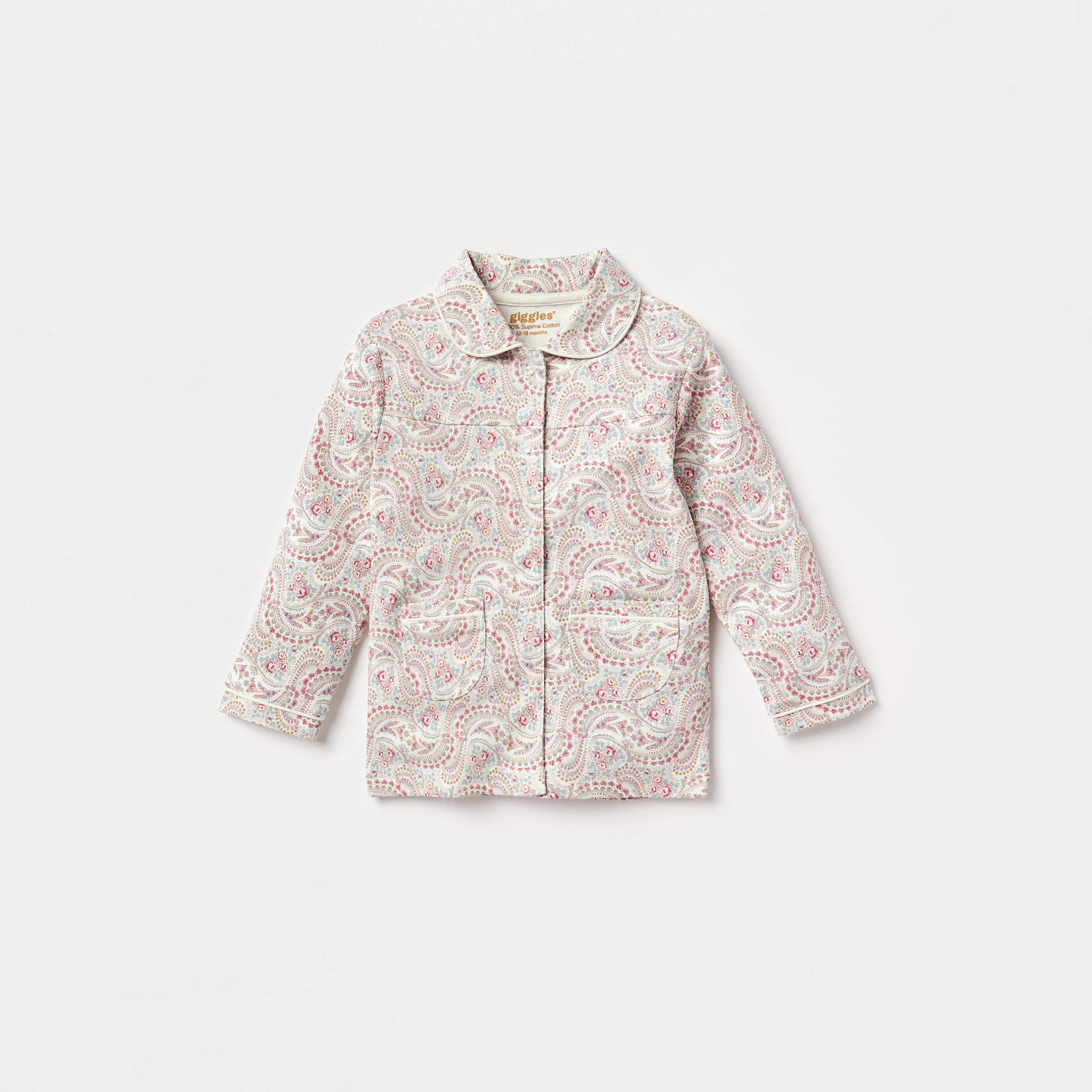 Giggles All-Over Paisley Print Long Sleeves Shirt and Pyjama Set-baby-girls-clothing-nightwear-pyjamasets-image-2