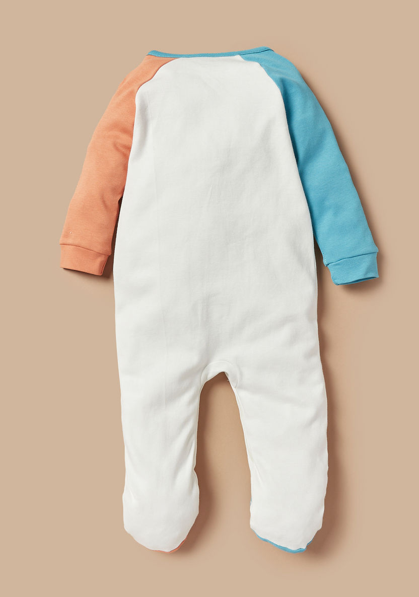 Juniors Colourblock Closed Feet Sleepsuit with Button Closure-Sleepsuits-image-3
