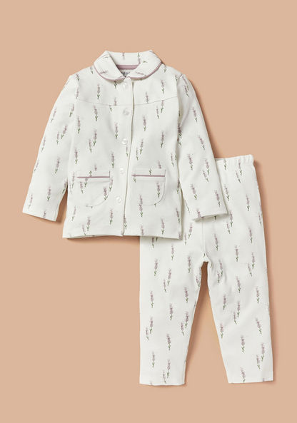 Juniors Floral Print Shirt and Pyjama Set-Pyjama Sets-image-0