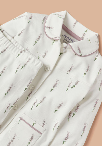 Juniors Floral Print Shirt and Pyjama Set-Pyjama Sets-image-3