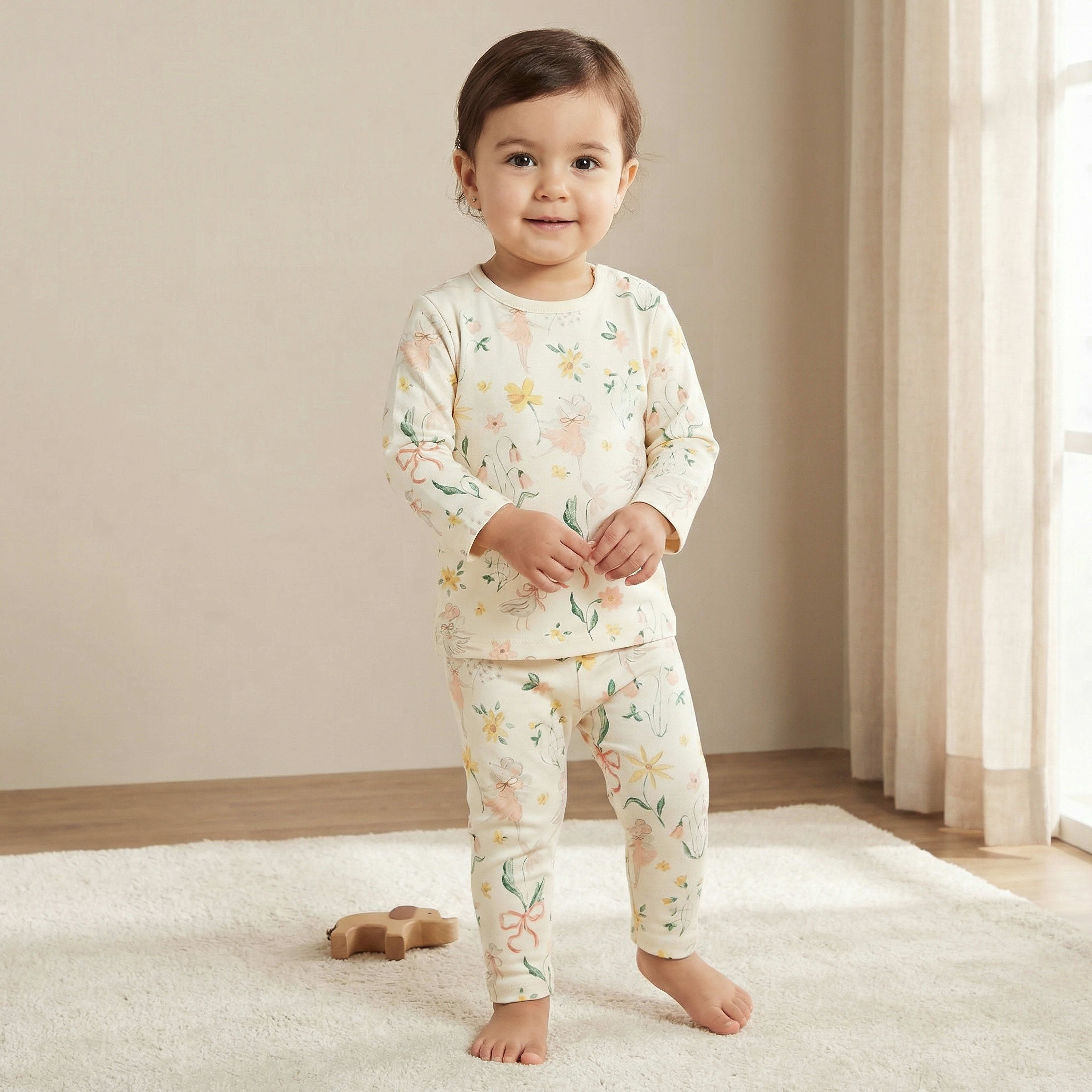 Juniors Cotton Round Neck Long Sleeves Pyjama Set with Botanical Print-baby-girls-clothing-nightwear-pyjamasets-image-1