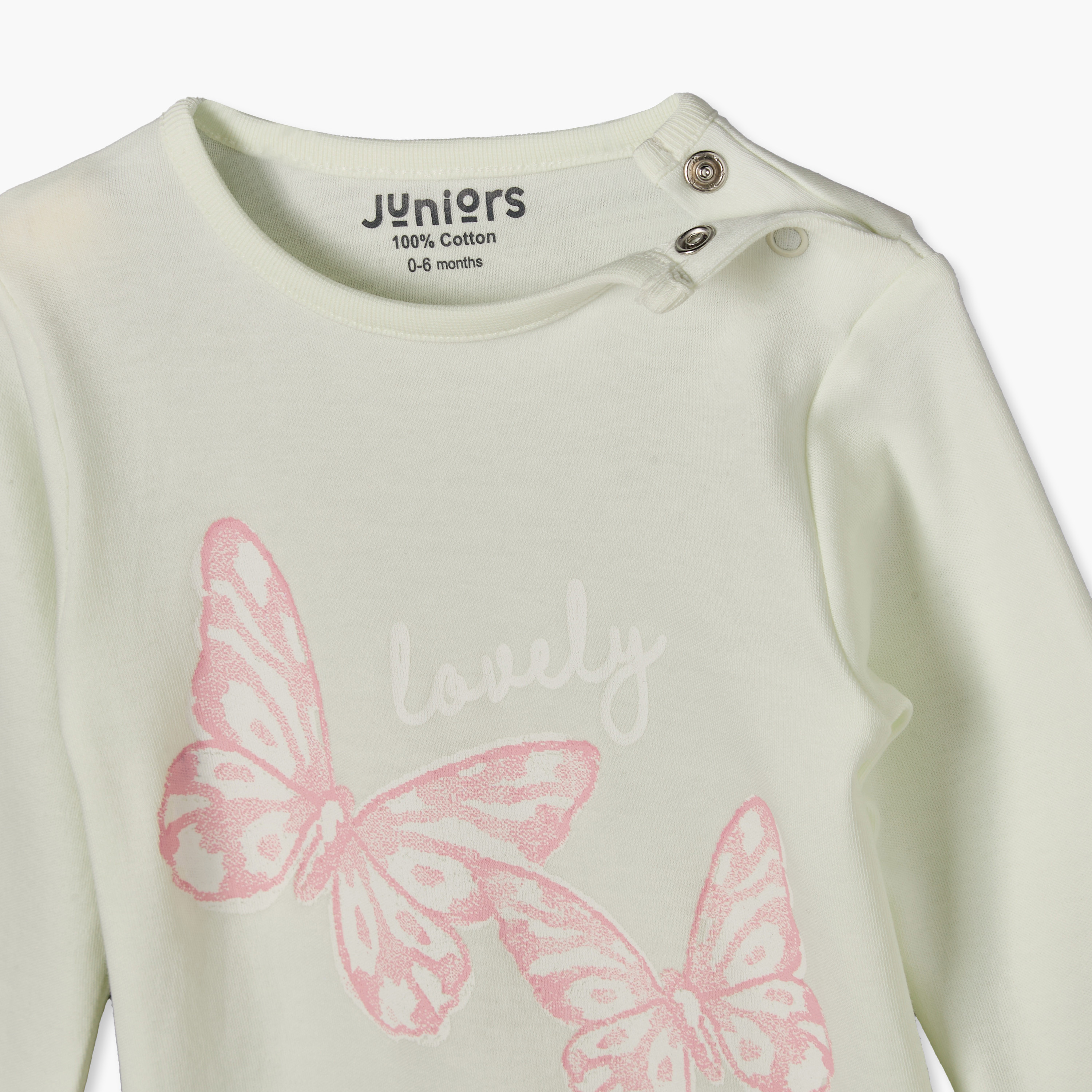 طقم بيجاما قطن بأكمام طويلة وياقة ضيقة وطبعات فراشات من جونيورز - عبوة من 4 قطع-baby-girls-clothing-nightwear-pyjamasets-image-13
